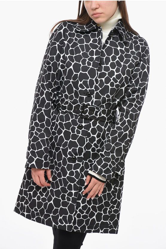 image of Michael Kors Animalier Belted Trench in Black, Women's (Size XS)