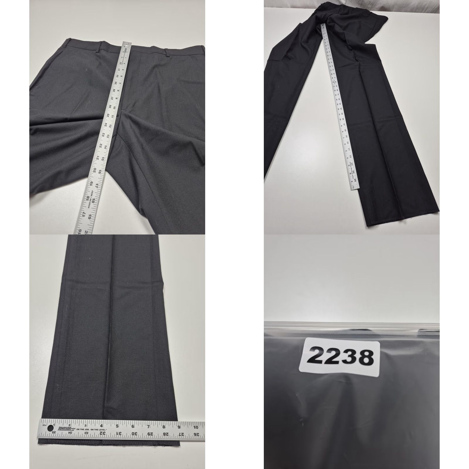 Maje VINTAGE Majer Dress Pants Mens 36x36 Black Wool Flat Front Unhemmed Straight Leg Zipper Pockets 100% Merino USA Mens Size US 36 / EU 52 - 8 Thumbnail