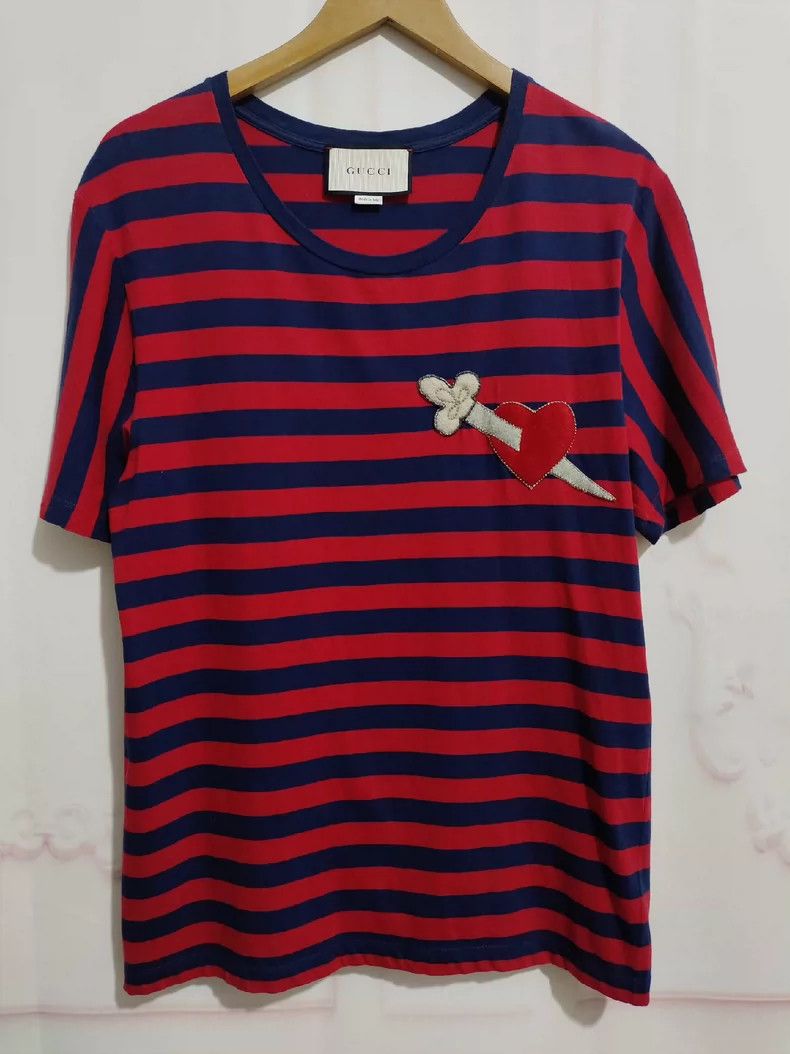 Gucci Gucci Red and blue striped men's round-neck short-sleeved Size US M / EU 48-50 / 2 - 1 Thumbnail