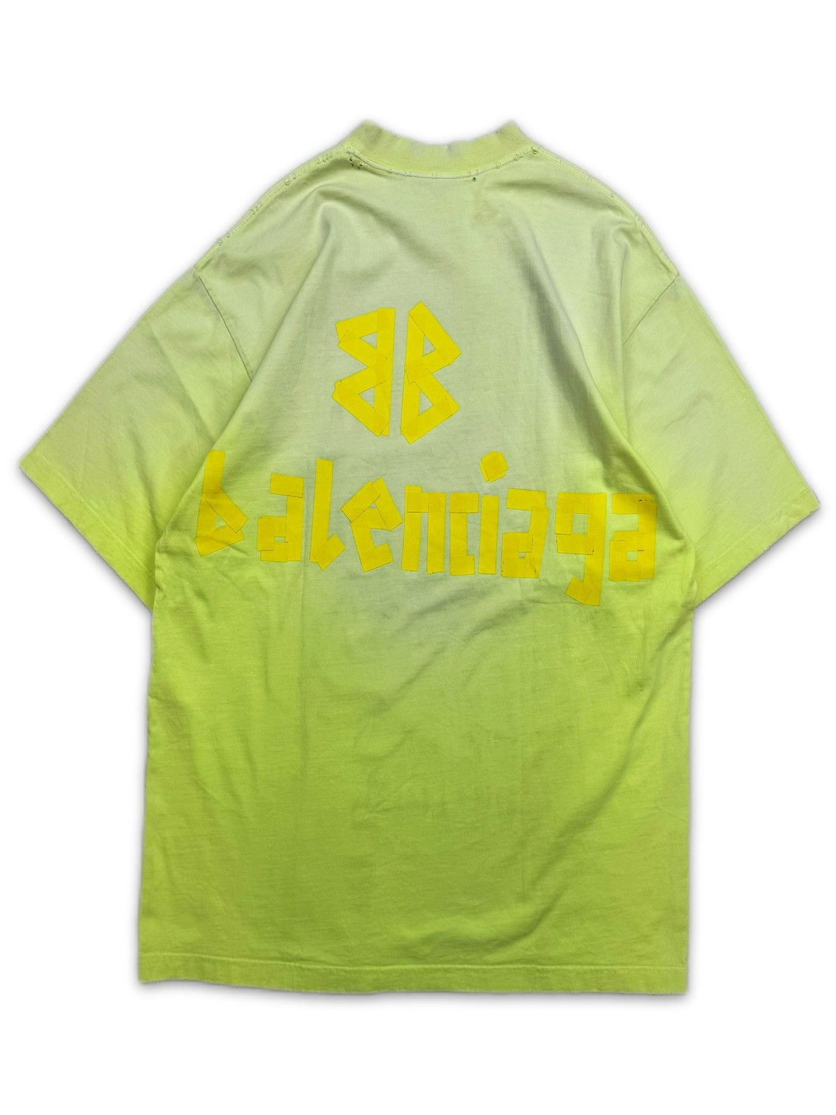 SS23 Balenciaga 'Tape' Neon Logo BB Yellow T-Shirt