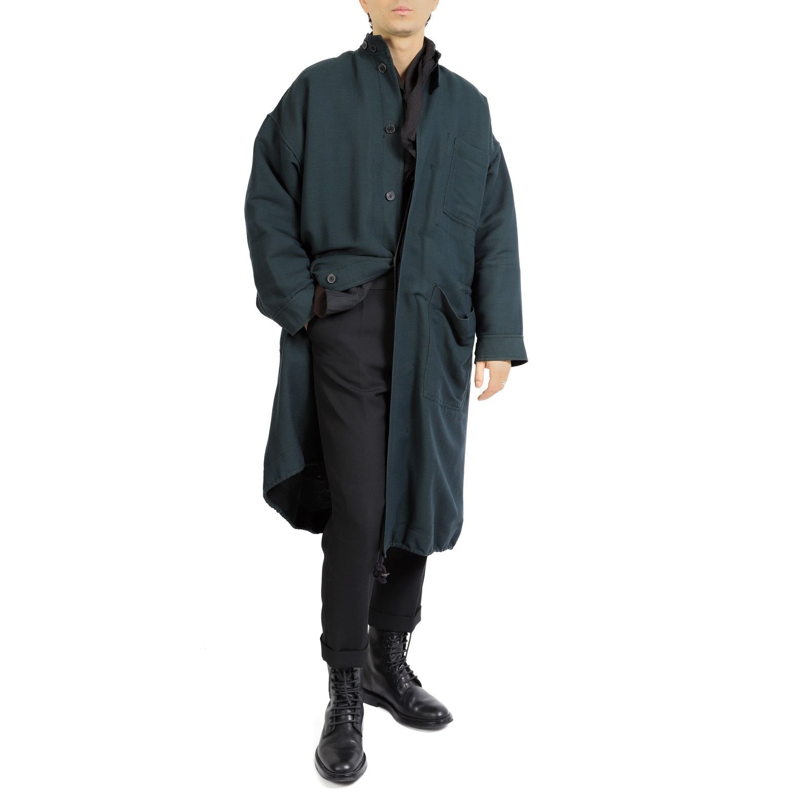 Haider Ackermann FW17 Oversized Quilted Coat in Teal Wool Size US XS / EU 42 / 0 - 10 Thumbnail