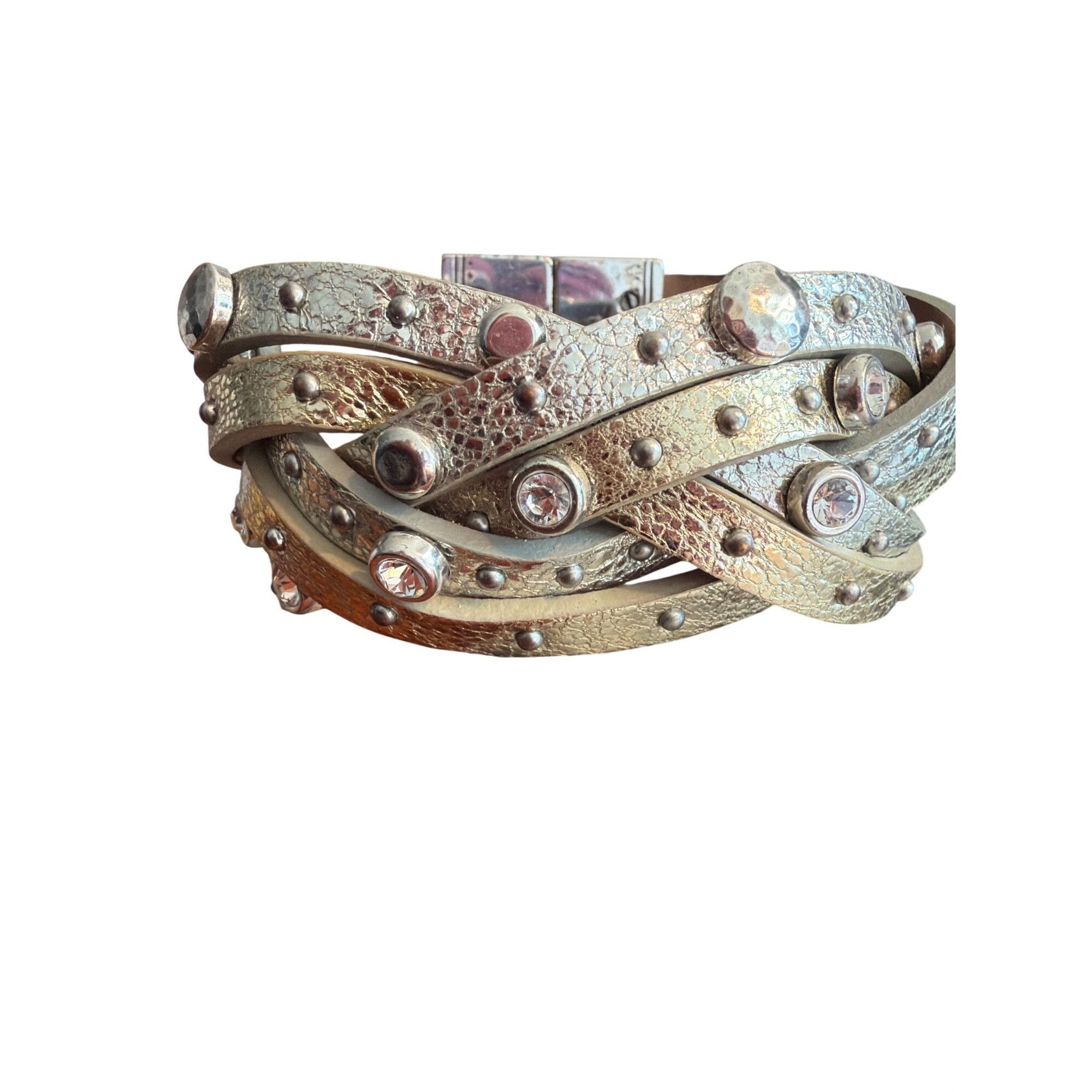 Brighton Brighton Gold Silver Tone Leather Braided Wrap Bracelet Silv Size ONE SIZE - 1 Thumbnail