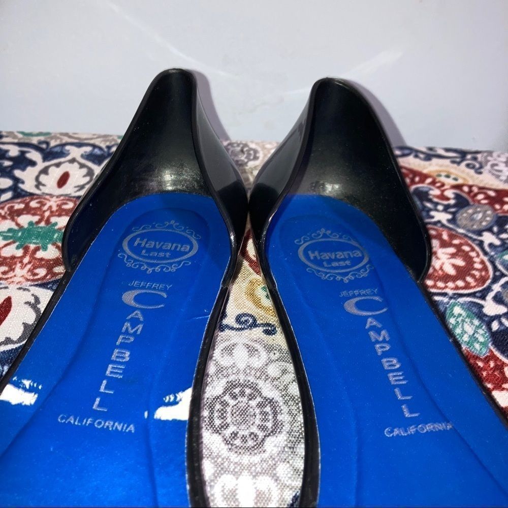 Jeffrey Campbell Jeffery Campbell, Havana Last Jelly Flat D’Orsay Solid Black Patent Women’s 6 M Size US 6 / IT 36 - 7 Thumbnail
