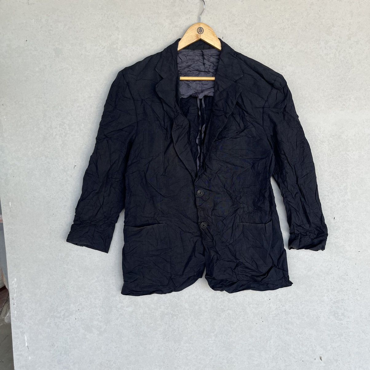 Other Vintage Burberry Black Crinkled Blazer And Notched Size M Size 38R - 1 Thumbnail