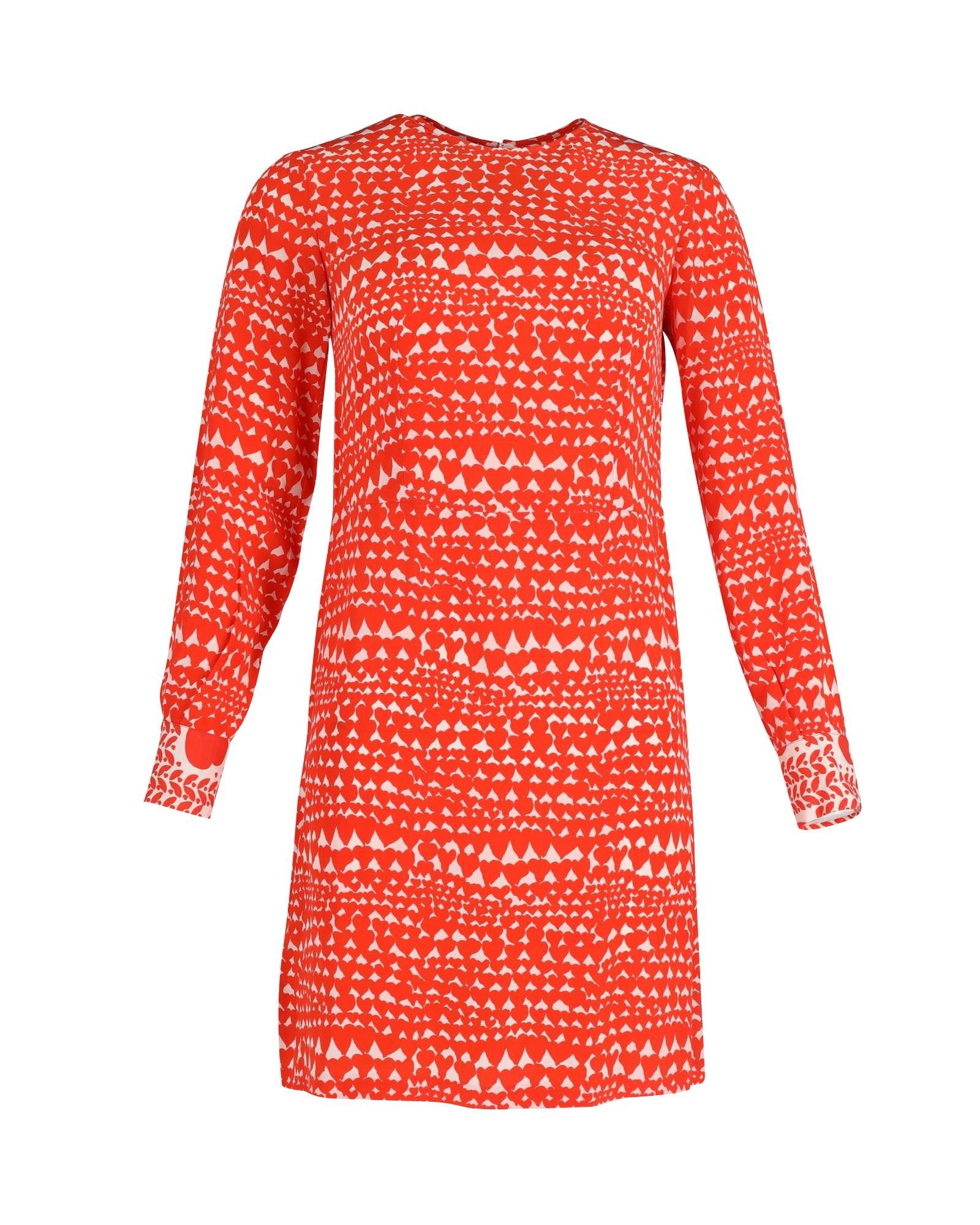 Stella McCartney Heart Print Silk Mini Dress with Full Sleeves ...