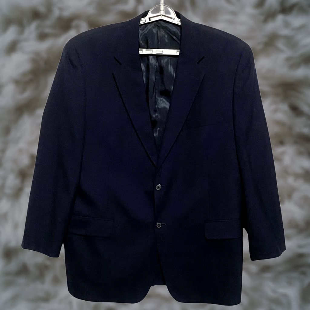 Club Room Club Room Easy Traveler Suit Jacket Blazer Men 48R Business Office 2 Piece Notch Wool Blue Vintage Classic Preppy Mens Size 48R - 1 Thumbnail