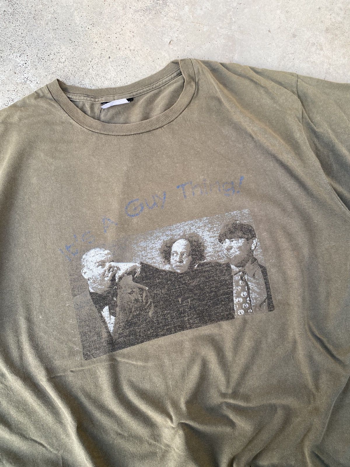 Vintage Vintage 90s The Three Stooges Faded Olive Green Size US L / EU 52-54 / 3 - 3 Thumbnail