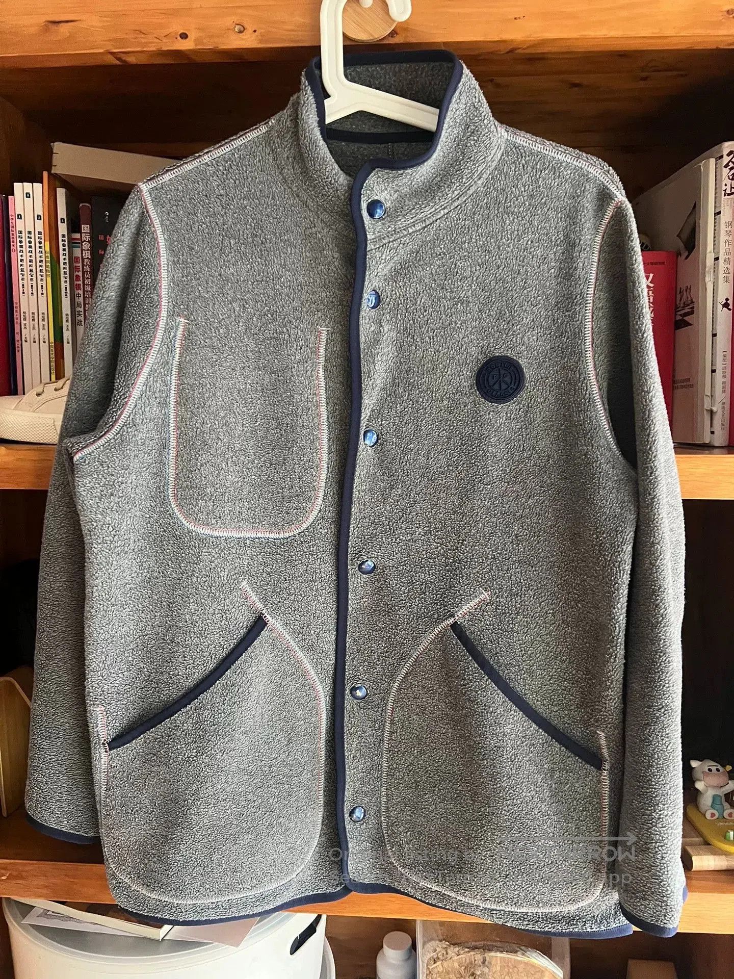 Porter Classic stylish gray fleece jacket with blue accents. Size US S / EU 44-46 / 1 - 1 Thumbnail