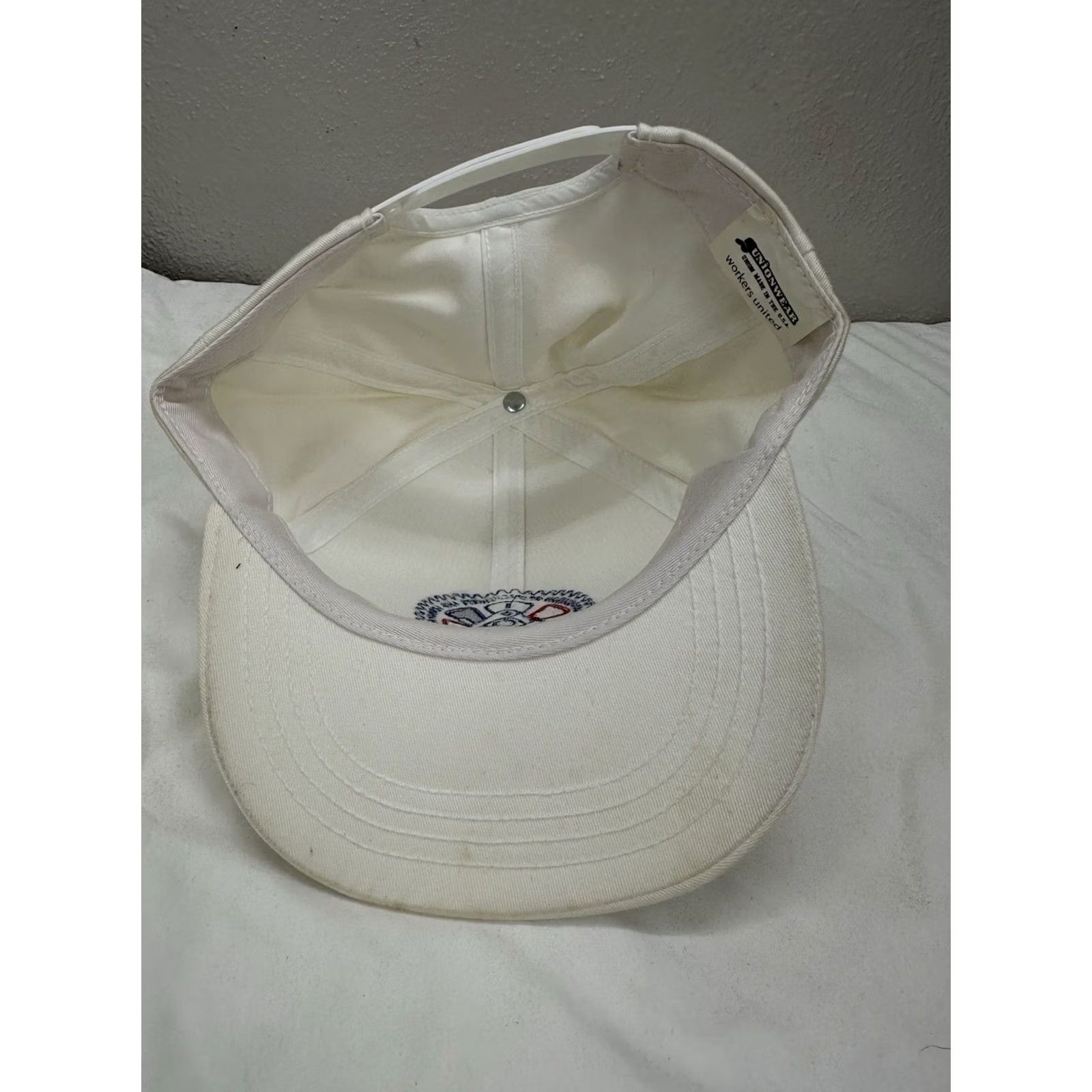 Vintage VINTAGE UnionWear Snapback Hat White International Mechanics and Aerospace Logo Mens Hats 90s USA Adjustable Front Logo Size ONE SIZE - 3 Thumbnail