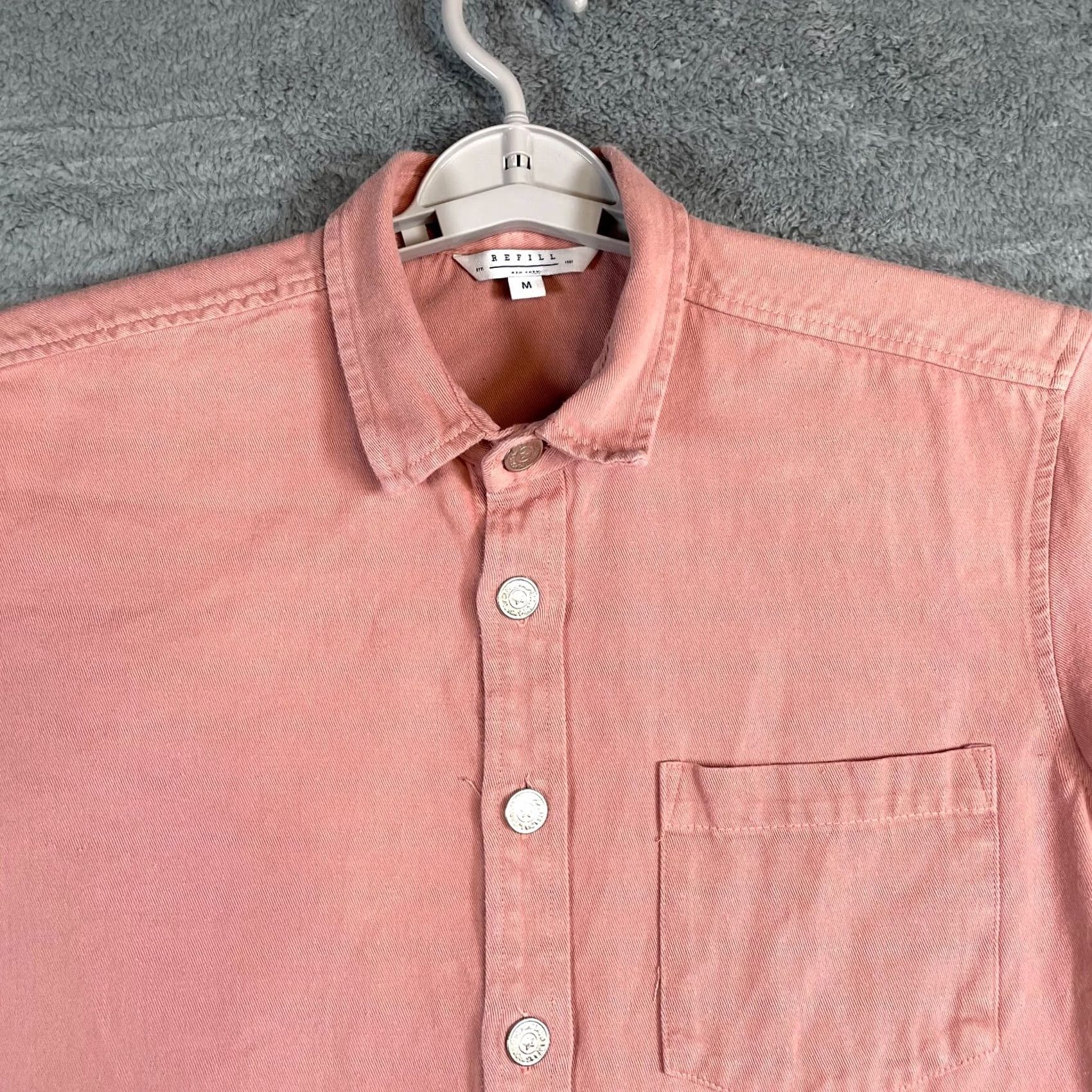 Vintage Refill New York Button Shirt Mens M Red Workwear Pocket Preppy Button-Down Collar 90s? (adjusted for relevance) Size US M / EU 48-50 / 2 - 2 Thumbnail