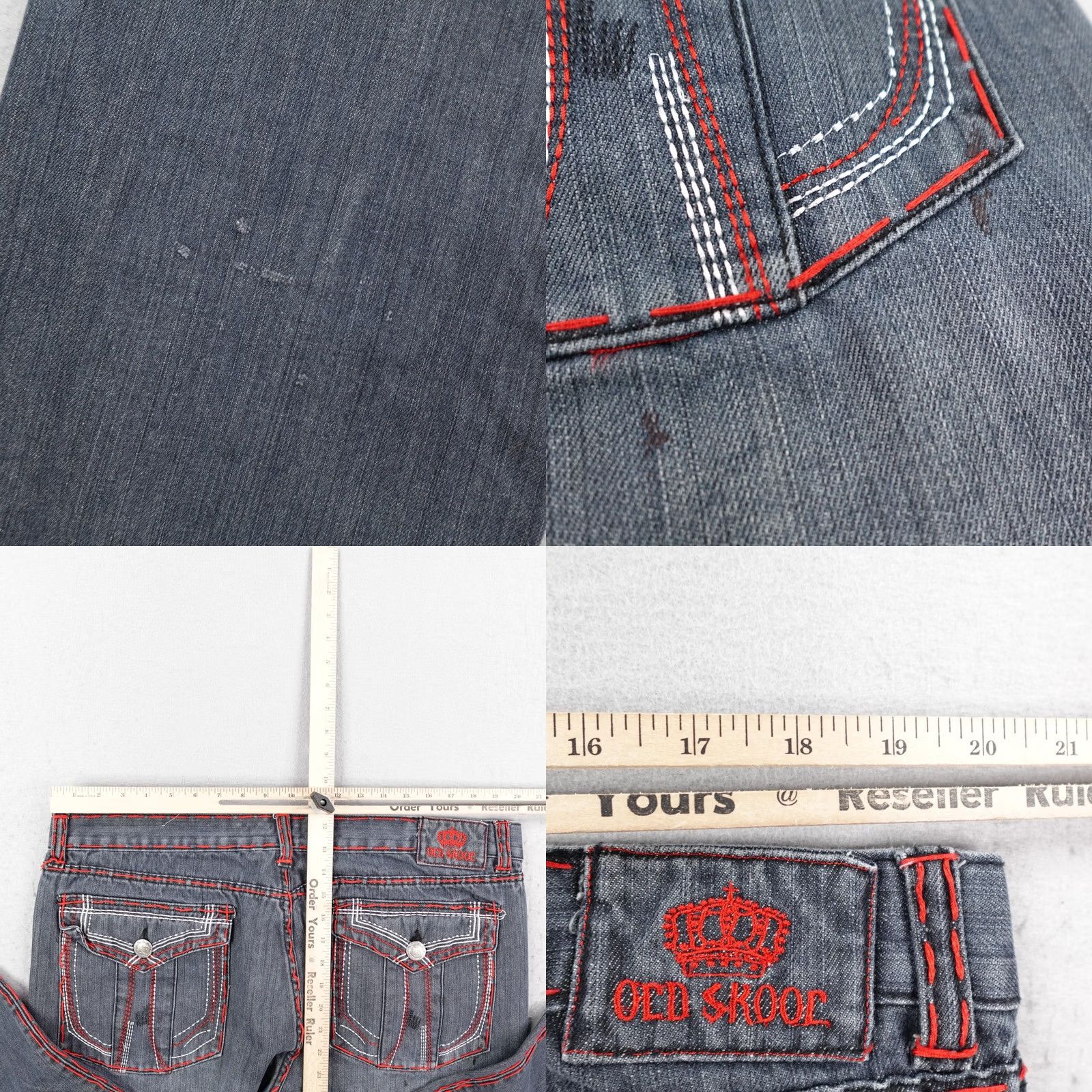 Vintage VINTAGE Old Skool Jeans Mens 42 Gray Embroidered Baggy Wide-Leg Distressed 32in Inseam Casual Mens Jeans Size US 42 / EU 58 - 8 Thumbnail
