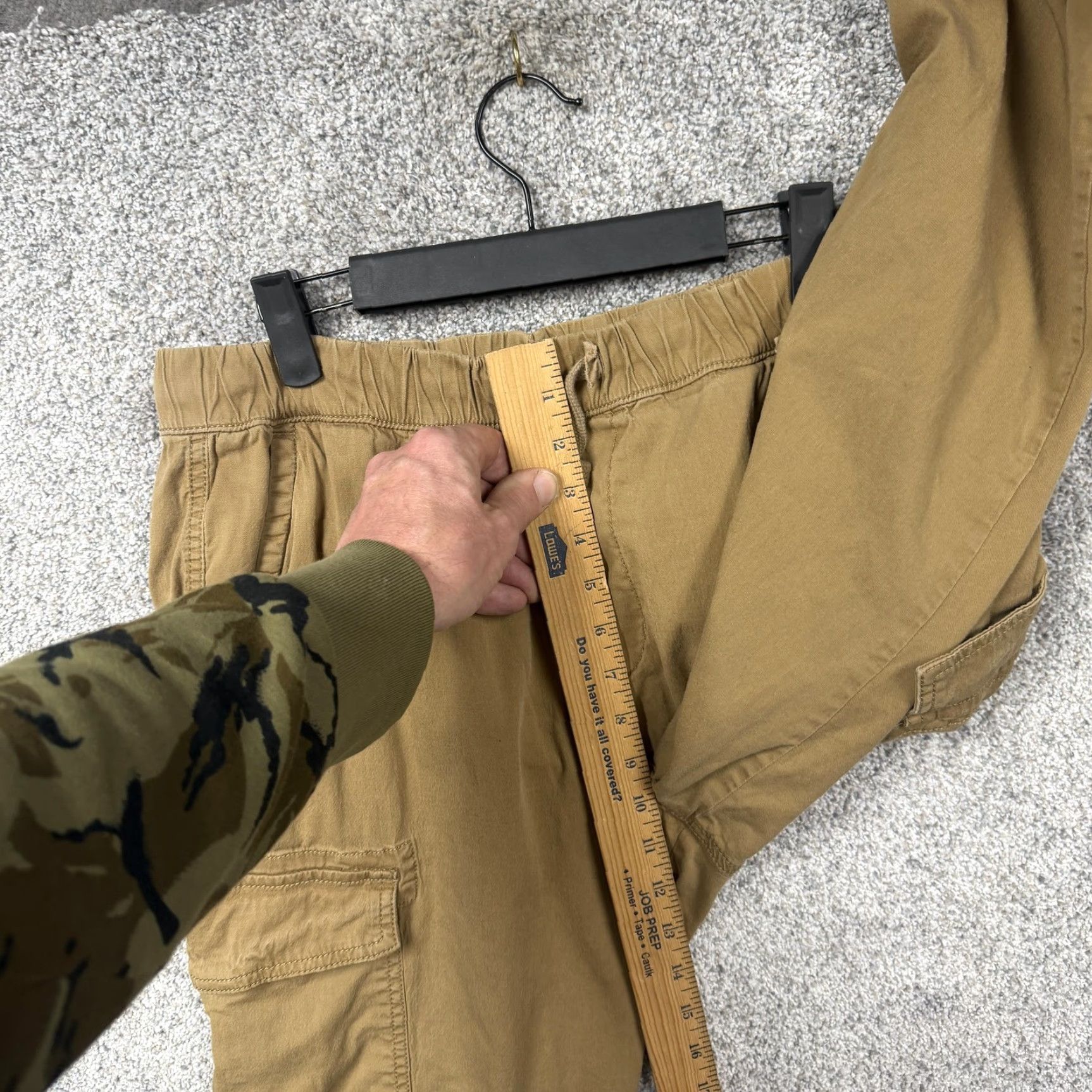 Vintage Sonoma Cargo Jogger Pants Mens M 30x27 Tan Cotton Spandex Elastic Waist Pockets Tapered Crew Casual Workwear Hipster Preppy Size US 31 - 4 Thumbnail