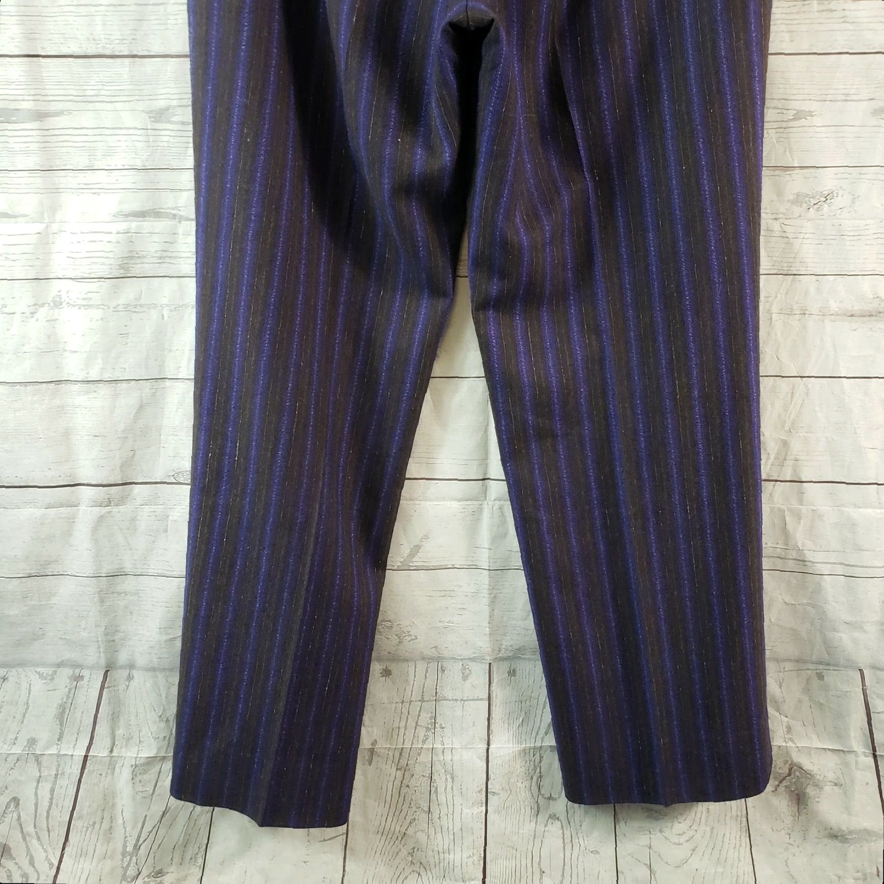 Vintage Carlisle Womens Wool Pants Sz 10 Purple Brown Striped Lined High Rise Size 32" / US 10 / IT 46 - 5 Thumbnail