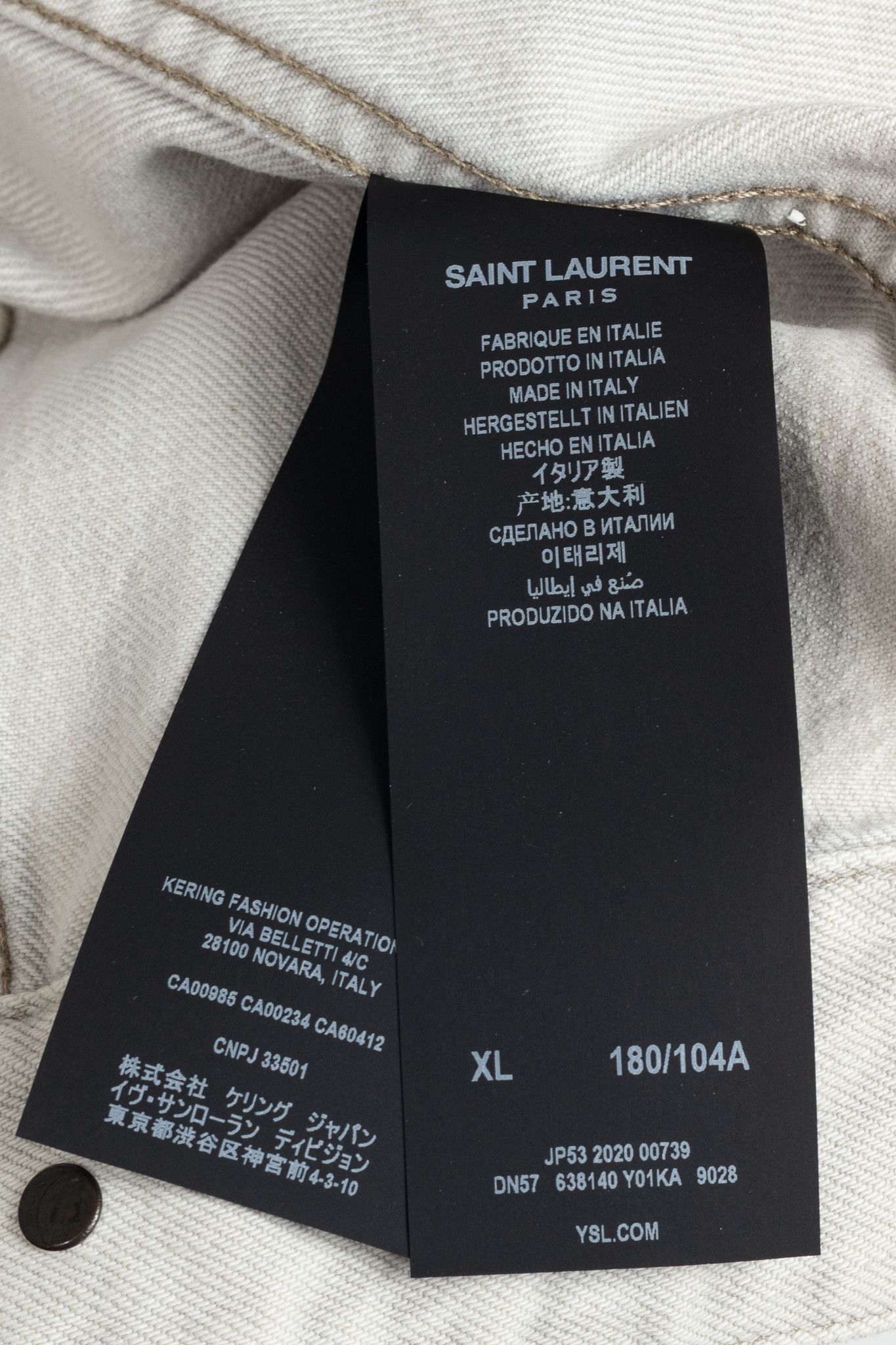 Saint Laurent Paris Saint Laurent Light-Grey Cotton-Denim Frayed-Cuff Jacket Size US XL / EU 56 / 4 - 10 Thumbnail