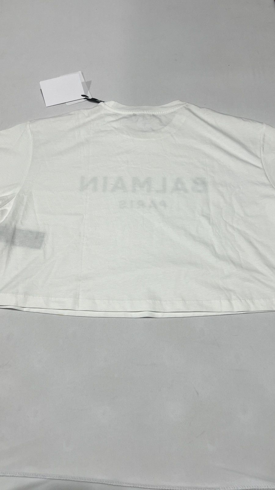 Balmain Balmain Paris White Crop Tee Size L / US 10 / IT 46 - 12 Thumbnail