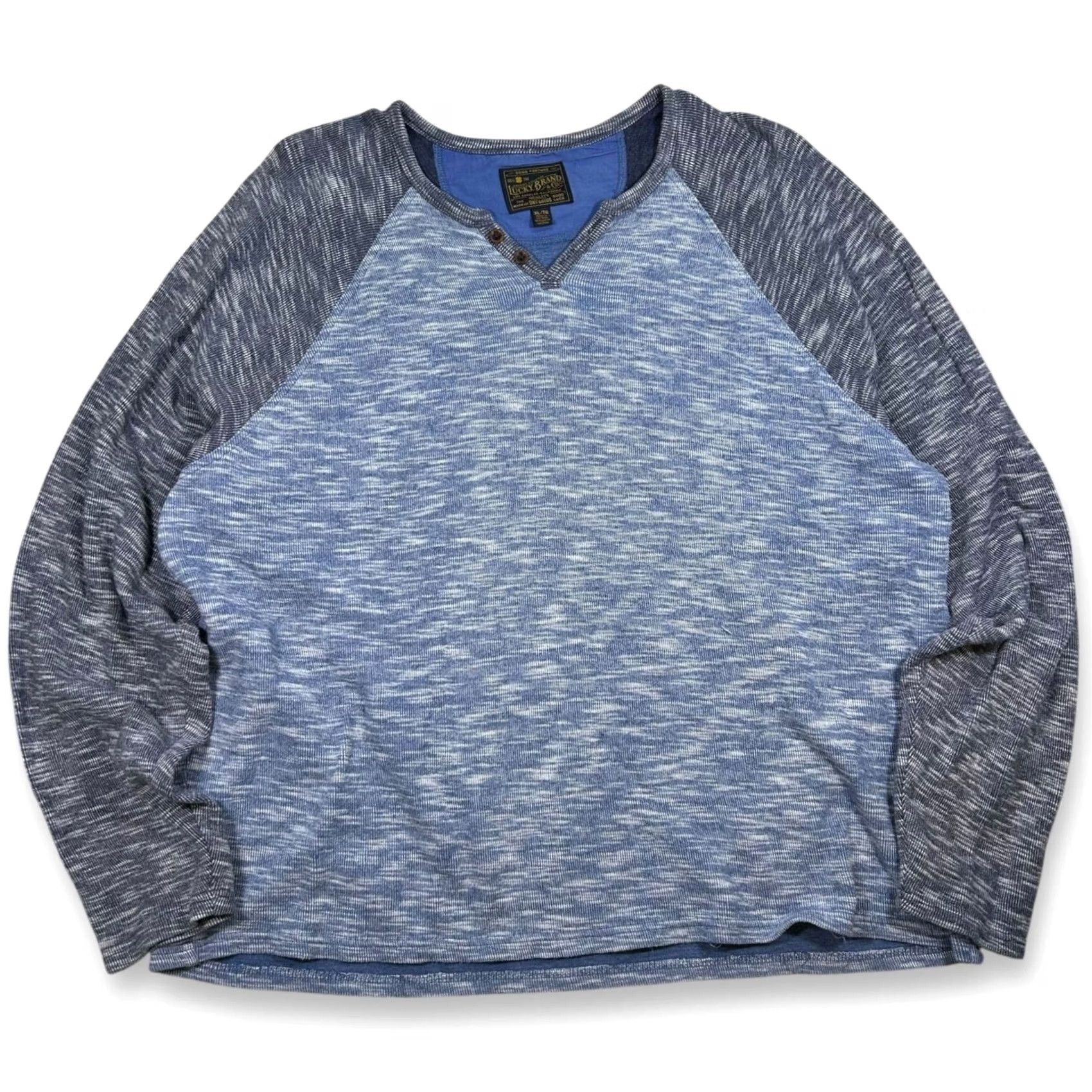 Lucky Brand Lucky Brand Henley Shirt Long Sleeve Raglan Knit Top Blue Womens XL Size XL / US 12-14 / IT 48-50 - 2 Thumbnail