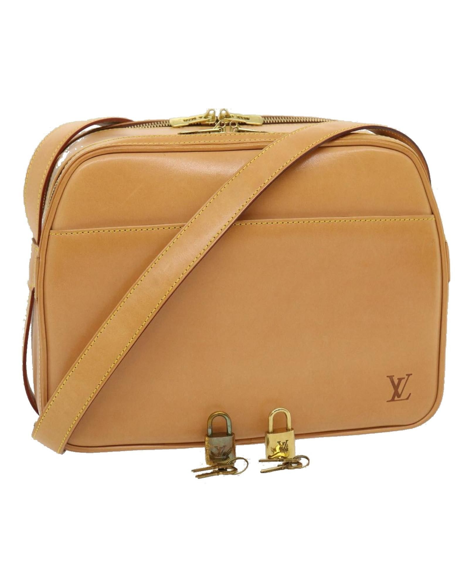 image of Louis Vuitton Nomad Leather Reporter Shoulder Bag in Beige, Women's