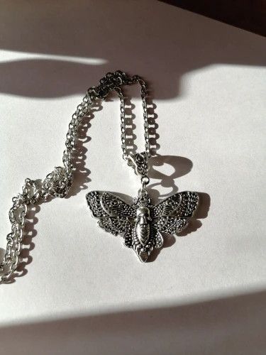Jewelry Skull Gothic Butterfly Pendant Necklace Size ONE SIZE - 4 Thumbnail