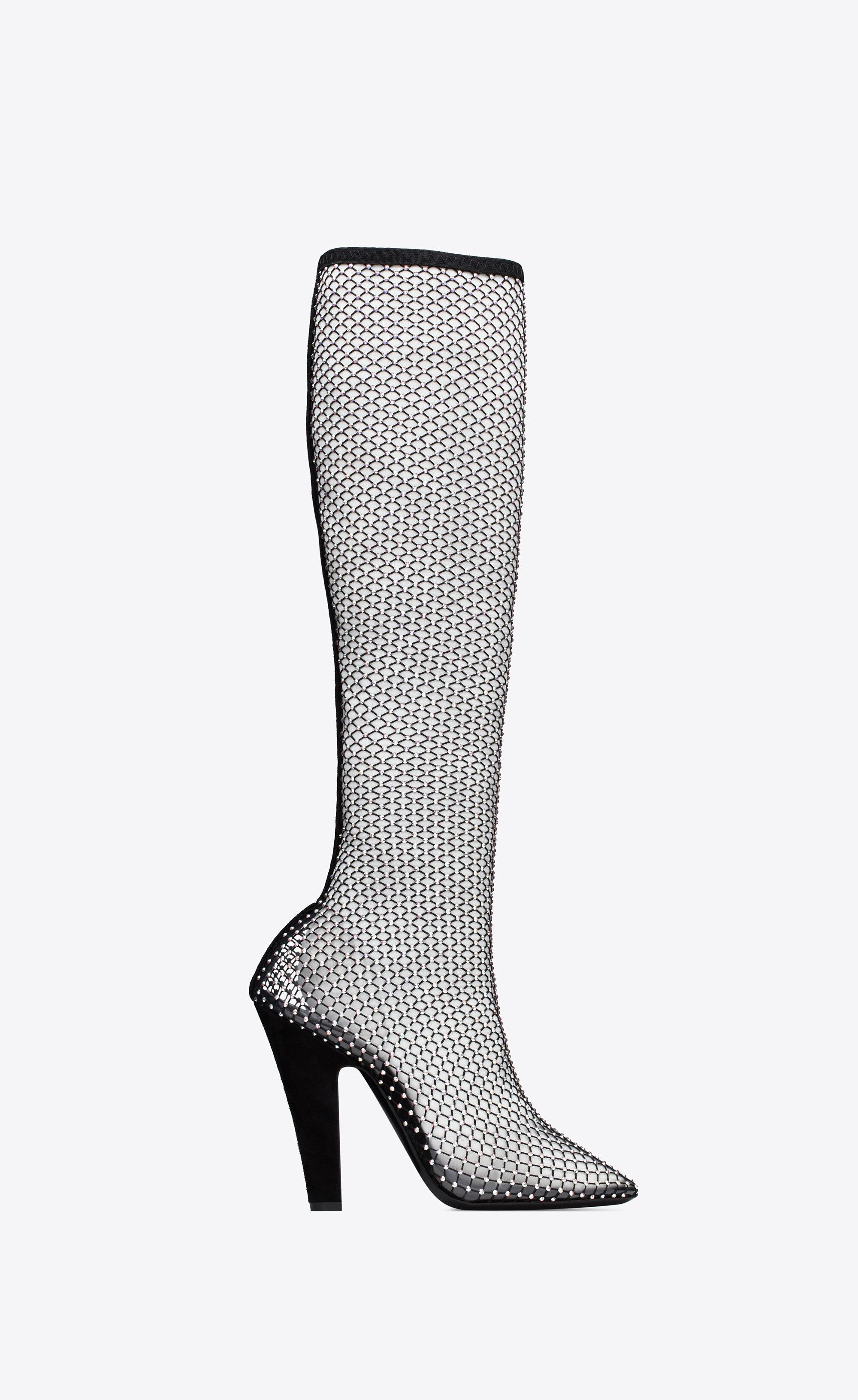 Saint Laurent Paris o1s1wg110225 688825 68 Boots Mesh With Rhinestones Size US 6.5 / IT 36.5 - 1 Thumbnail