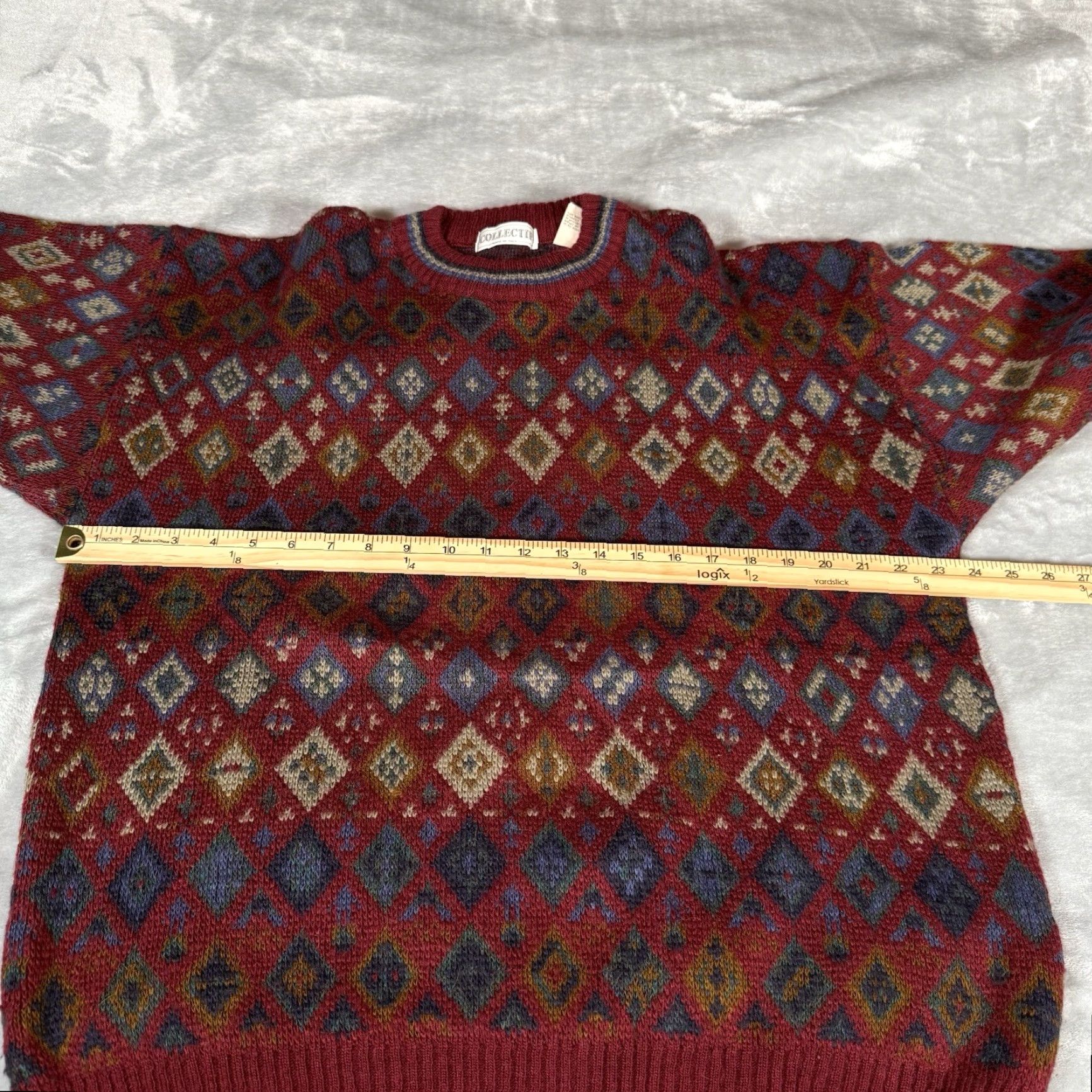 Vintage VINTAGE Collectif Geometric Sweater Mens L Wool Mohair Blend Made In Italy Red 90s Preppy READ! Size US L / EU 52-54 / 3 - 6 Thumbnail
