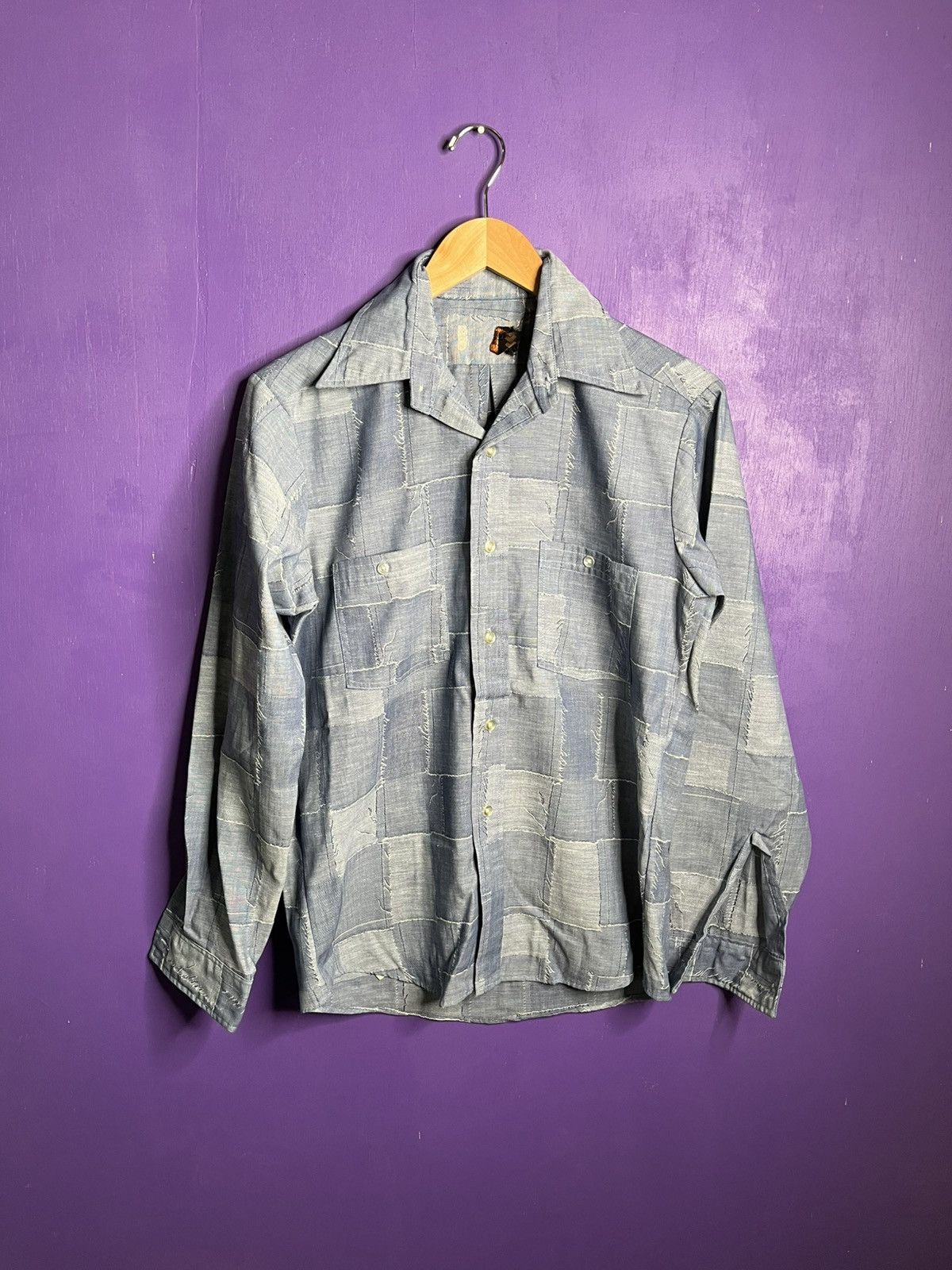 Vintage Vintage 70s cut n sew checkered pattern button up Size US M / EU 48-50 / 2 - 1 Thumbnail