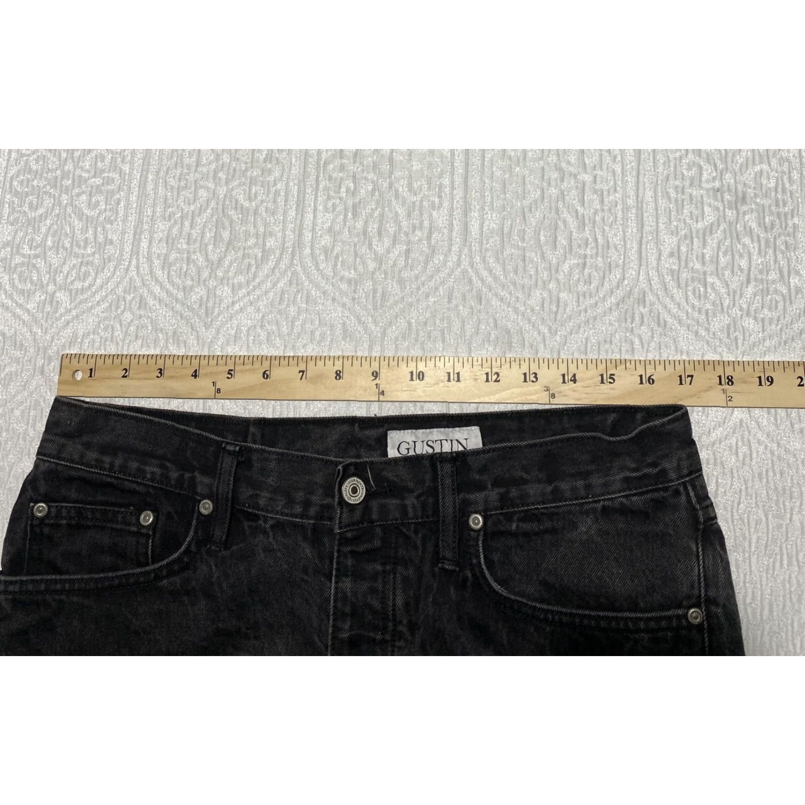 Gustin Gustin Jeans Men’s 33x35 Black Skinny Selvedge Raw Denim Button Fly USA Jeans Size US 33 - 7 Thumbnail