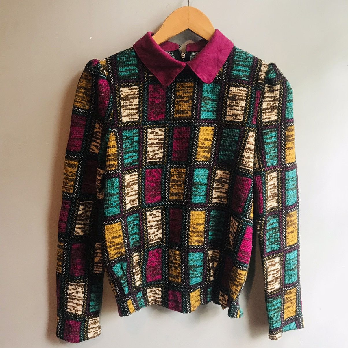 20471120 × If Six Was Nine Japanese Collar Neck Color-Block Blouse Size M / US 6-8 / IT 42-44 - 2 Thumbnail