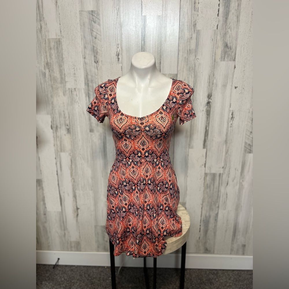 forever 21 orange print dress Mini Dress Forever 21 Orange Floral Dress Forever 21 Size XS Orange Palm  Mini Dress With