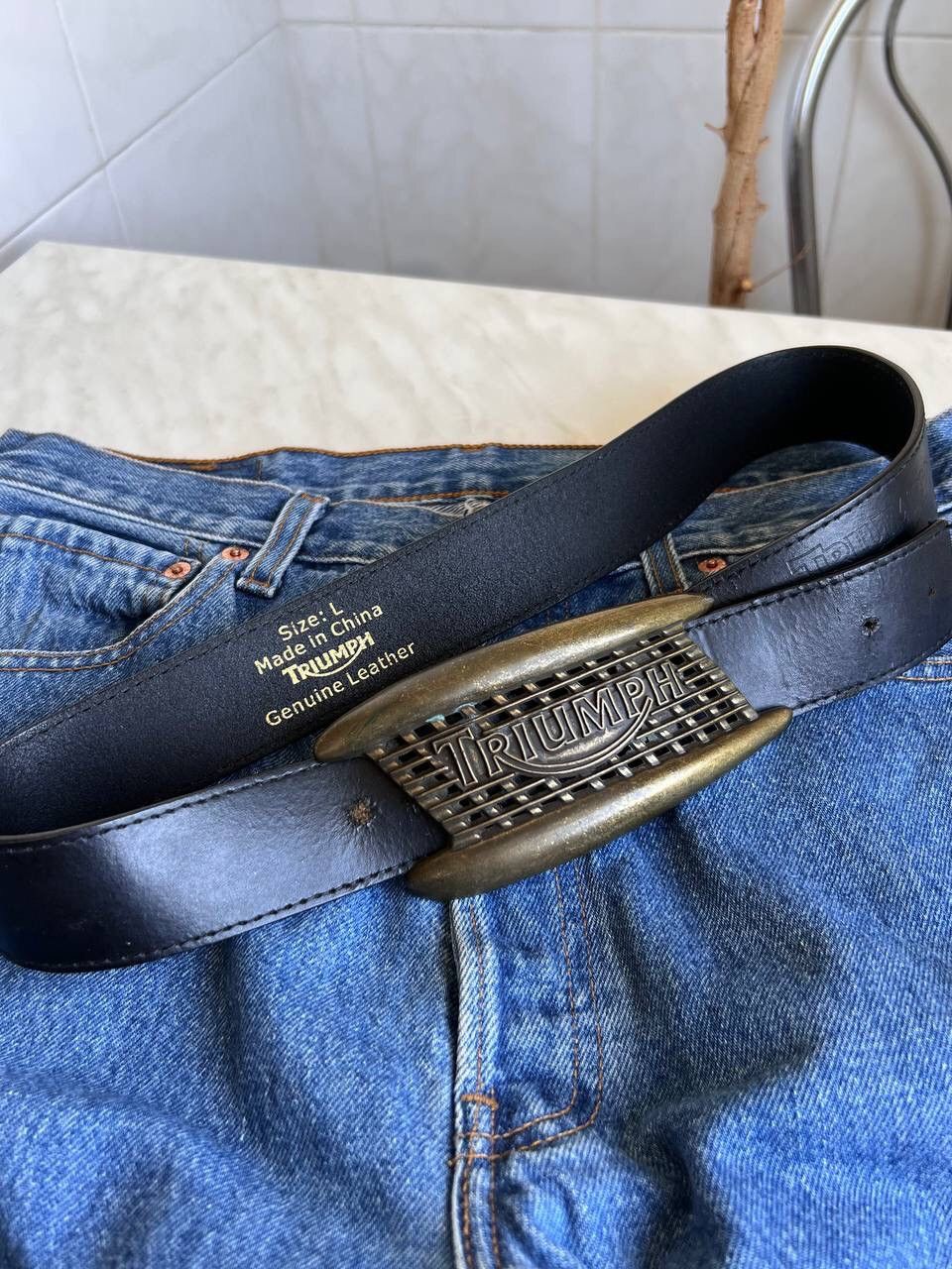 Japanese Brand Triumph motorcycle 2000s vintage leather bike moto belt y2k Size ONE SIZE - 2 Thumbnail