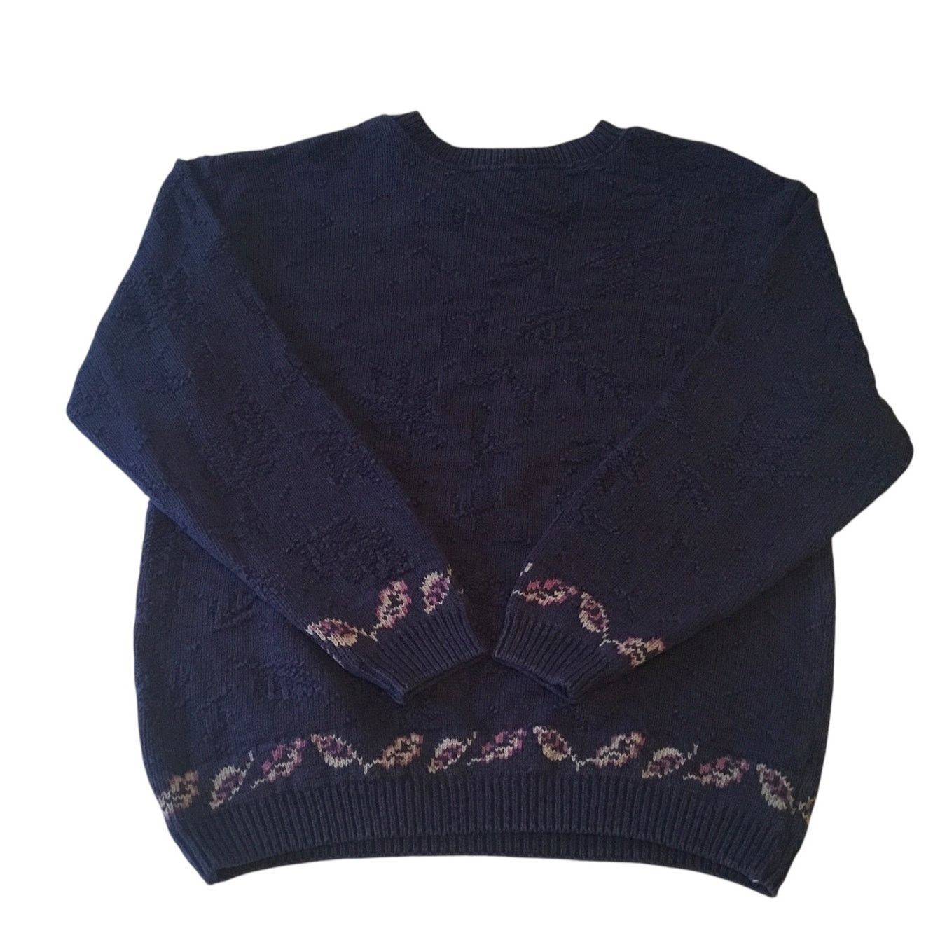 Northern Reflections Northern Reflections Patterned Knit Sweater Navy Bl Leaves L Size L / US 10 / IT 46 - 5 Thumbnail