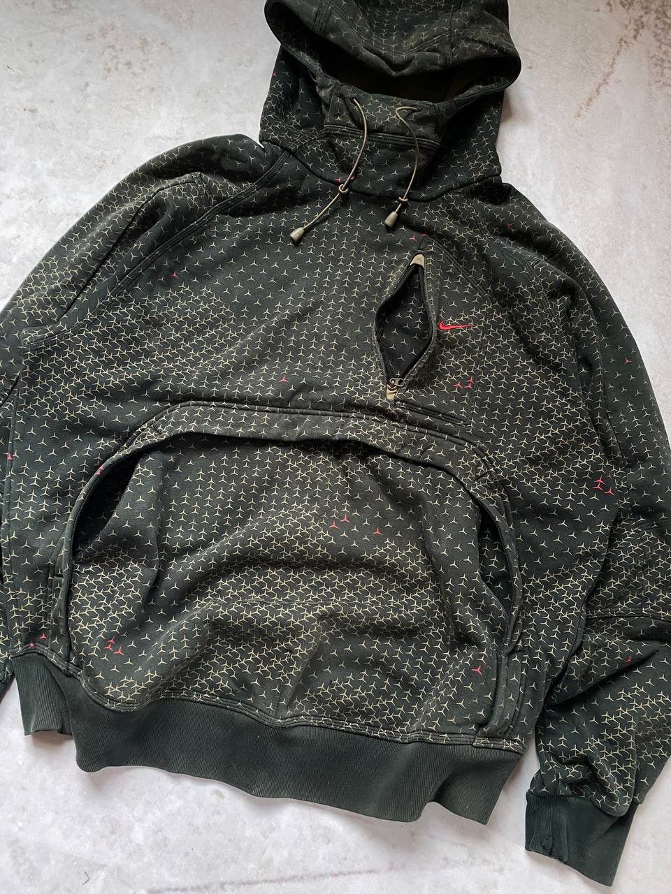 Nike × Vintage Vintage 00s Nike Air Ninja Hoodie Monogram Y2K Drill Size US L / EU 52-54 / 3 - 4 Thumbnail