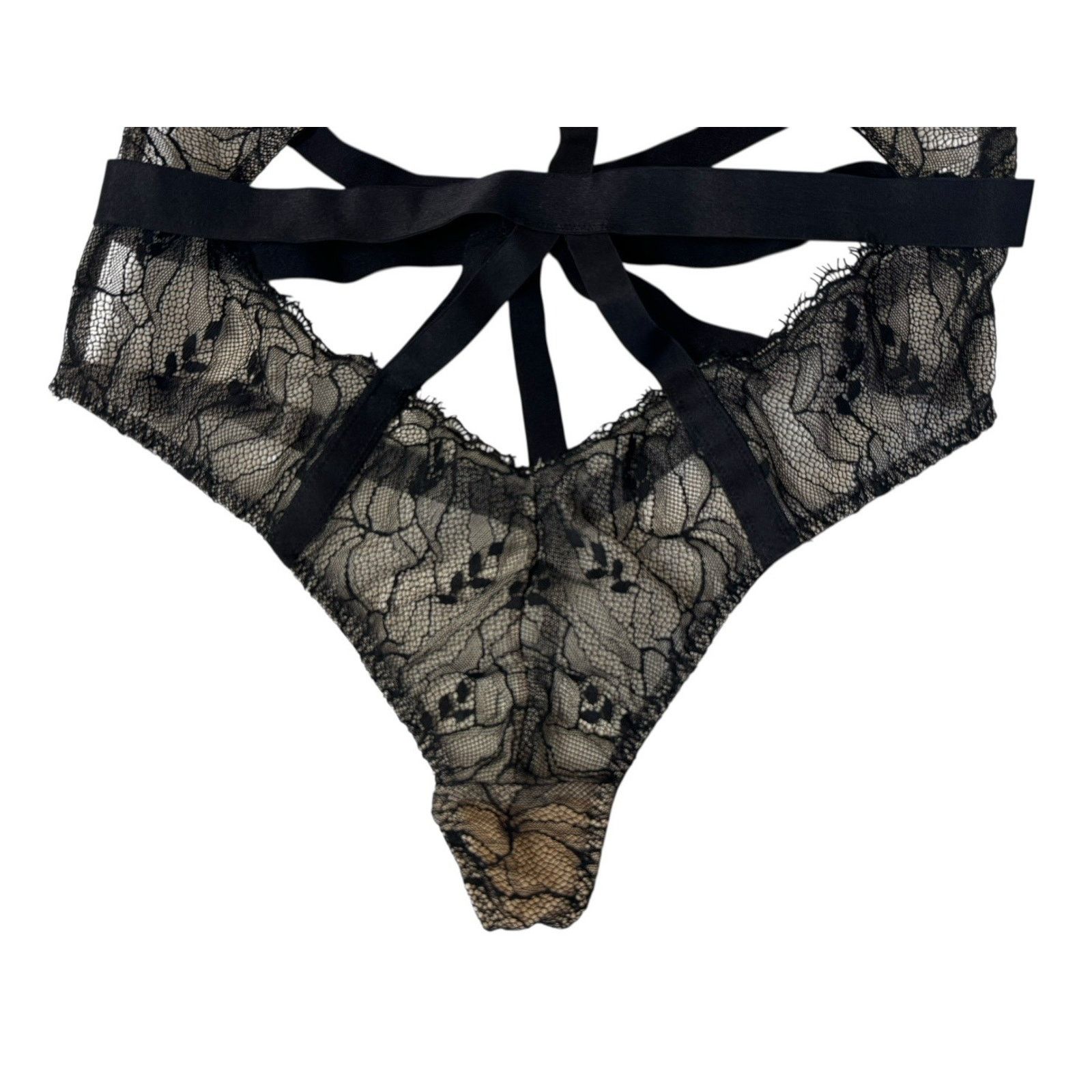 Victoria's Secret VICTORIA’S SECRET Strappy Bodysuit Chantilly Lace Teddy L Size ONE SIZE - 3 Thumbnail