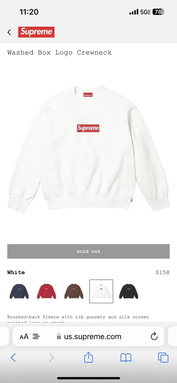 Supreme SS25 Supreme Washed Box Logo Crewneck White/Red Size US L / EU 52-54 / 3 - 4 Thumbnail
