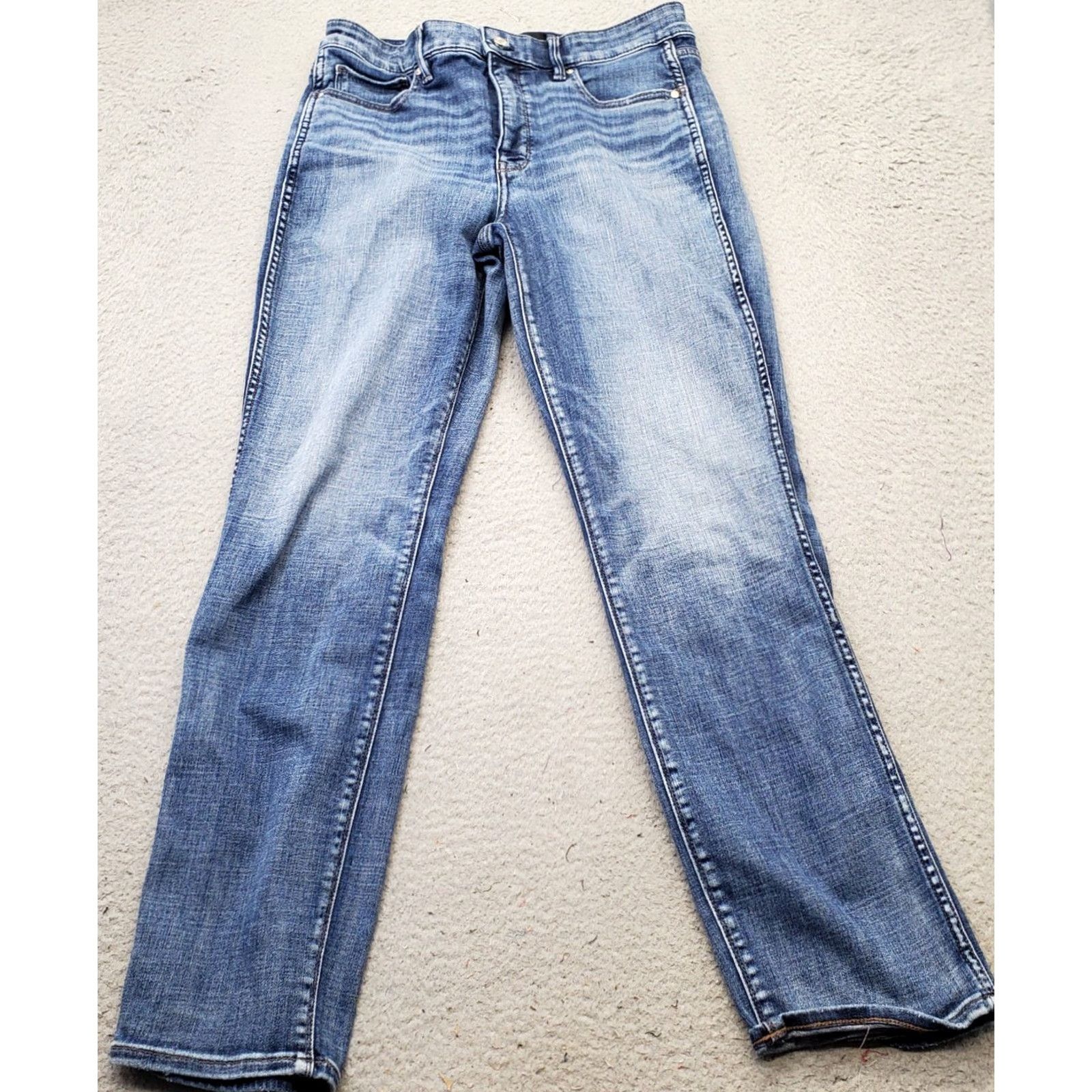 White House Black Market White House Black Market Jeans Women 8 Blue Denim High Rise Boho Faded Whiskered Womens Size 8 Blue Denim Jeans Size 30" / US 8 / IT 44 - 2 Thumbnail