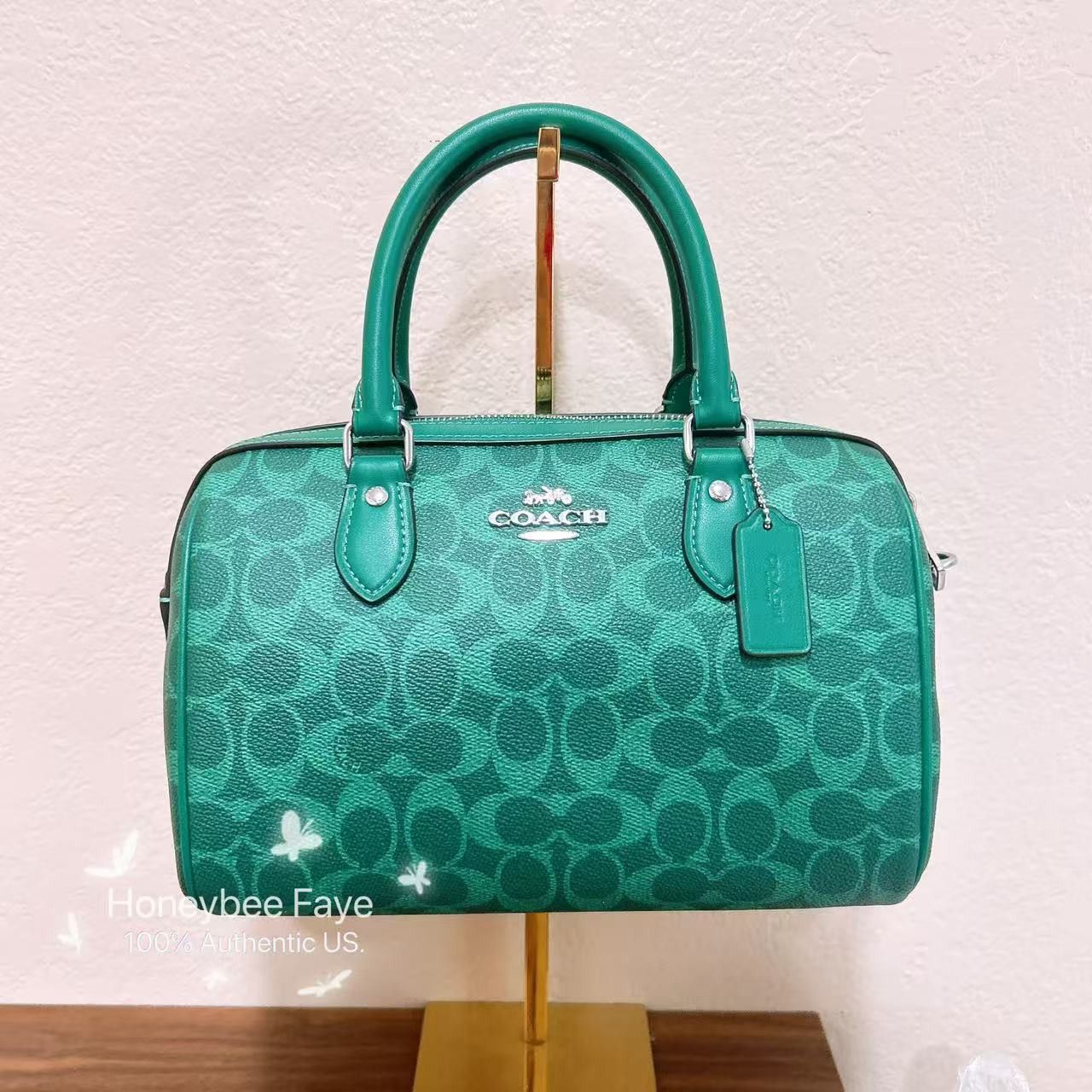 Coach Rowan Satchel Bag In Signature Canvas CV961 bright jade Size ONE SIZE - 2 Thumbnail