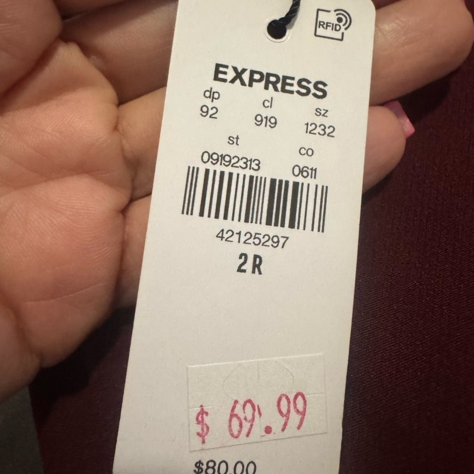 Express 014 NWT Express Editor Mid Rise Trouser Pant size 2 burgundy Size 26" / US 2 / IT 38 - 4 Thumbnail