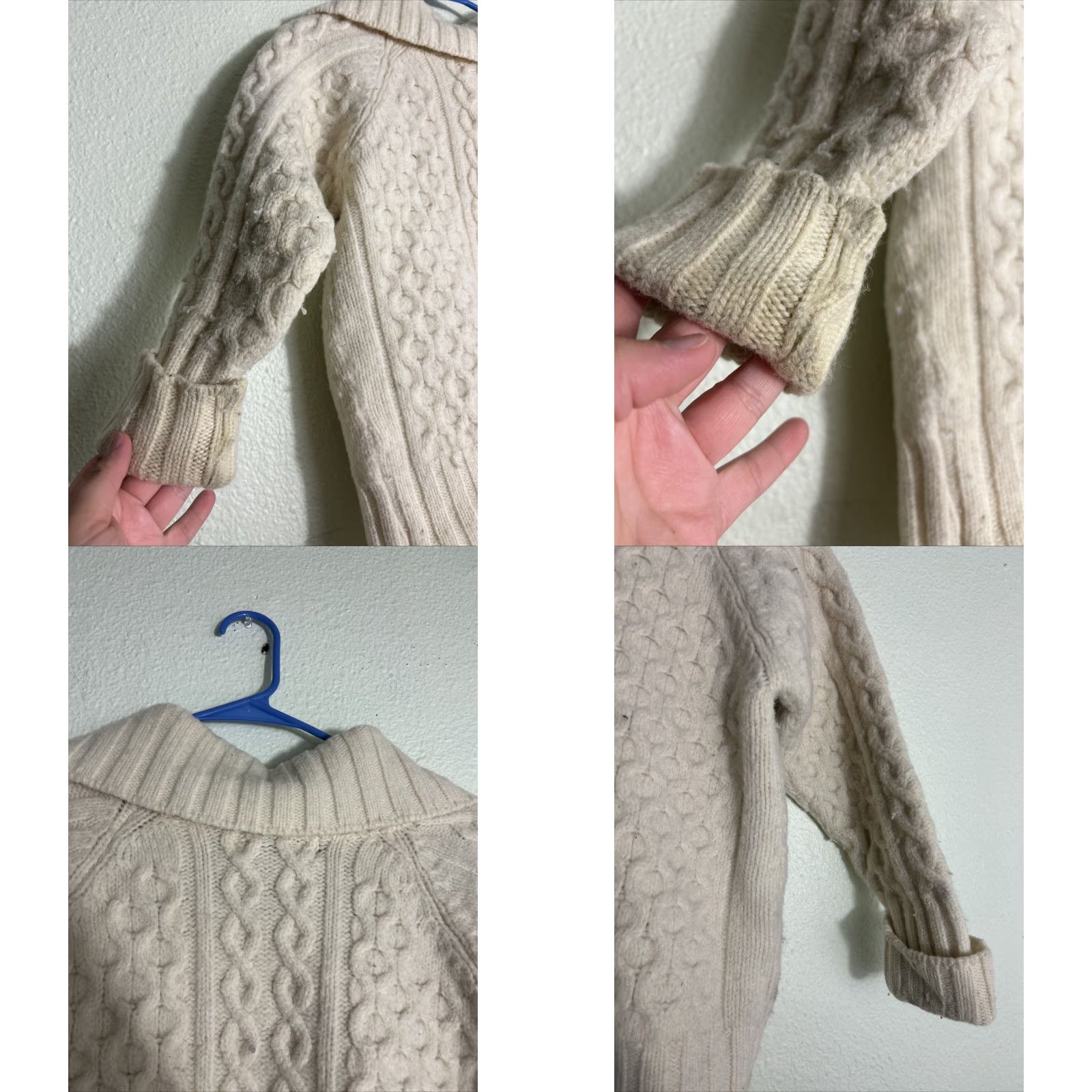 Vintage VINTAGE Aran Crafts Ireland Cardigan Womens Medium Wool Ivory Button Knit Size M / US 6-8 / IT 42-44 - 9 Thumbnail
