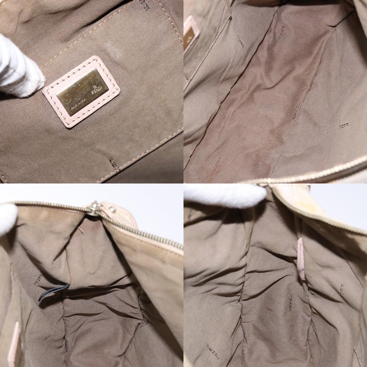 Fendi FENDI Zucchino Canvas Shoulder Bag Beige Gold Size ONE SIZE - 12 Thumbnail