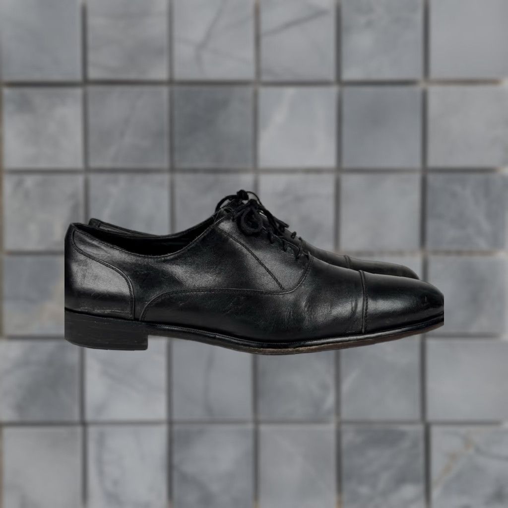 Vintage Broletto Men's Dress Shoe Cap Toe Lace Up Oxfords Black Leather Made In Italy 11 M Size ONE SIZE - 1 Thumbnail