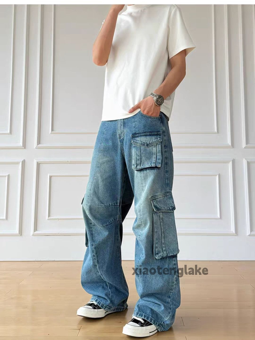 Jean xz Balenciaga rickowens style loose baggy cargo jeans Size US 33 - 3 Thumbnail