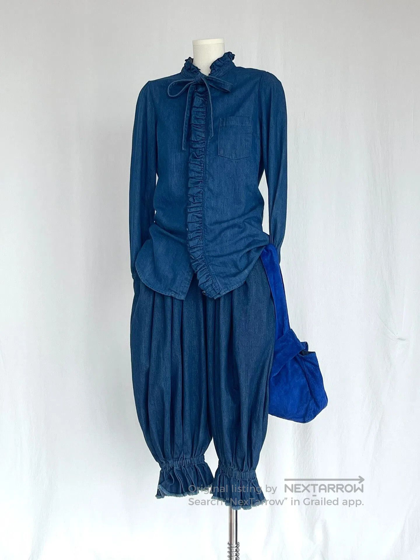 Kapital Cute Denim Ruffled Collar Shirt. Size XS / US 0-2 / IT 36-38 - 2 Thumbnail