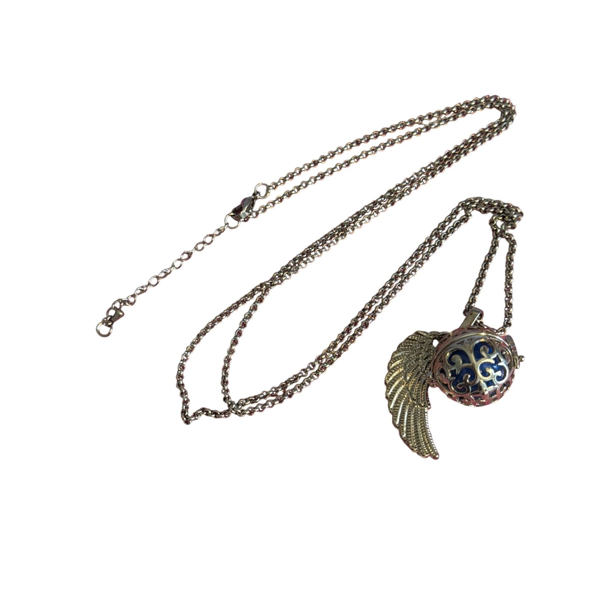 Other Silver Tone Long Chain Necklace Angel Wing Harmony Bell Pend Size ONE SIZE - 1 Thumbnail
