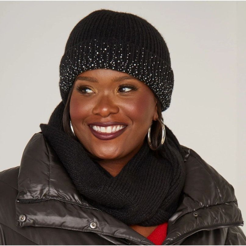 Other NEW Crystal Embellished Soft Ribbed Knit Hat Scarf Gift Set Size ONE SIZE - 3 Thumbnail