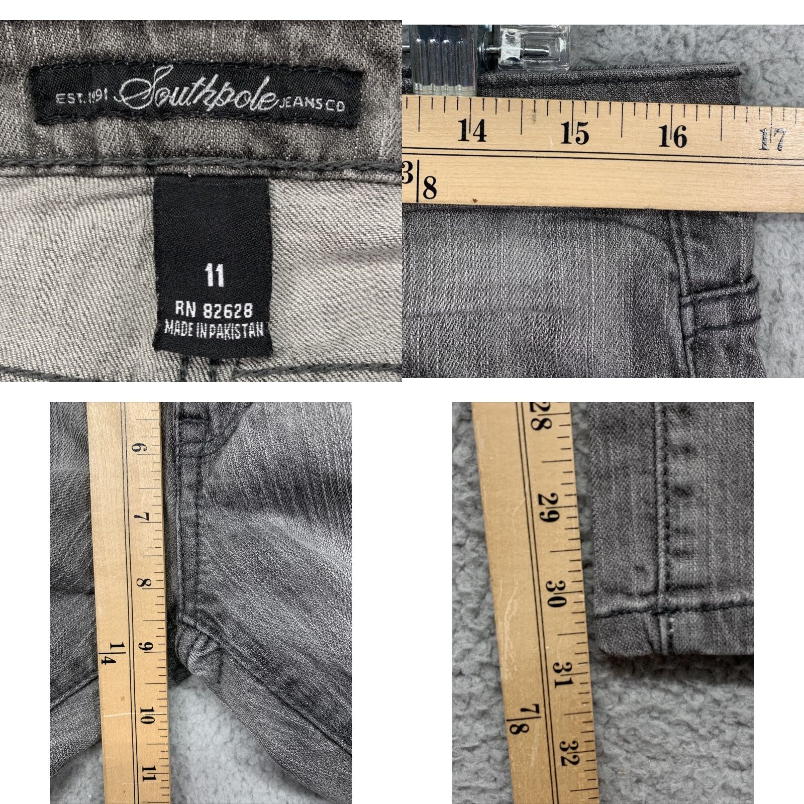 Southpole Southpole Jeans Women's Size 11 Straight Leg 5-Pocket Stone Washed Gray Stretch Denim Size 32" / US 10 / IT 46 - 8 Thumbnail