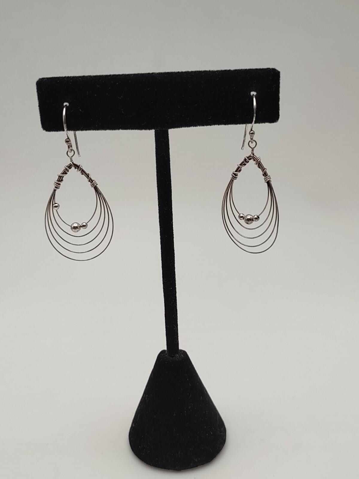 The Unbranded Brand Sterling Silver Wire Wrap Bead Teardrop Earrings 925 Size ONE SIZE - 1 Thumbnail