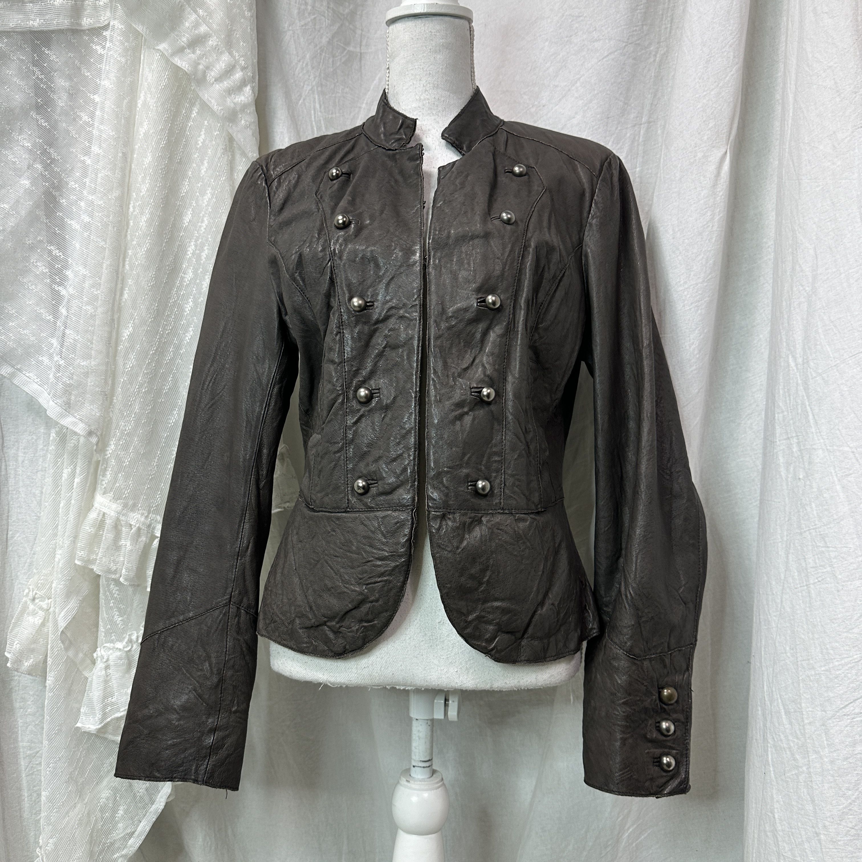 Vintage Vintage Military Styled Leather Napoleon Jacket 00s Size M / US 6-8 / IT 42-44 - 4 Thumbnail