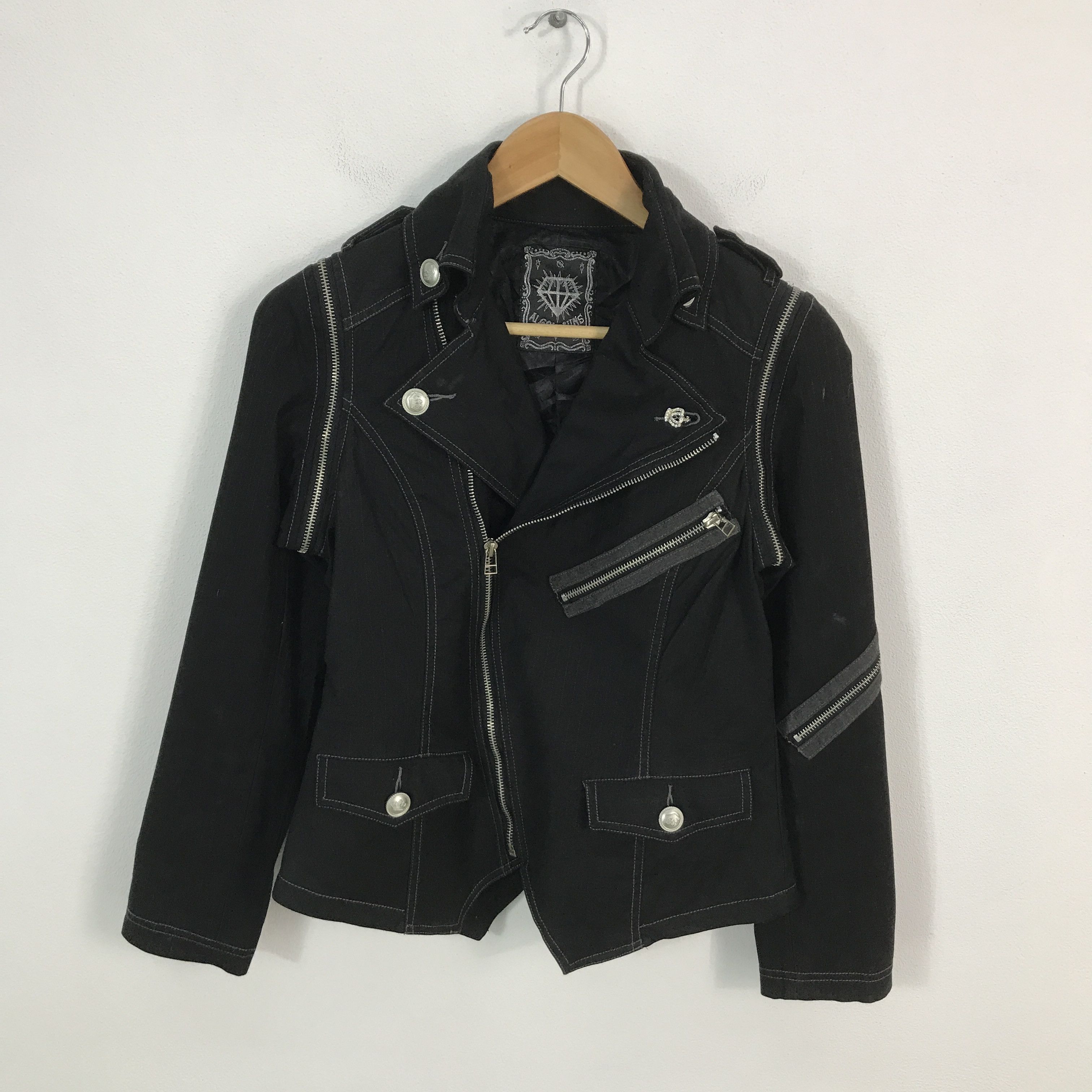 Designer × Japanese Brand Japan punk algon quins black zipper style jacket Size US S / EU 44-46 / 1 - 1 Thumbnail