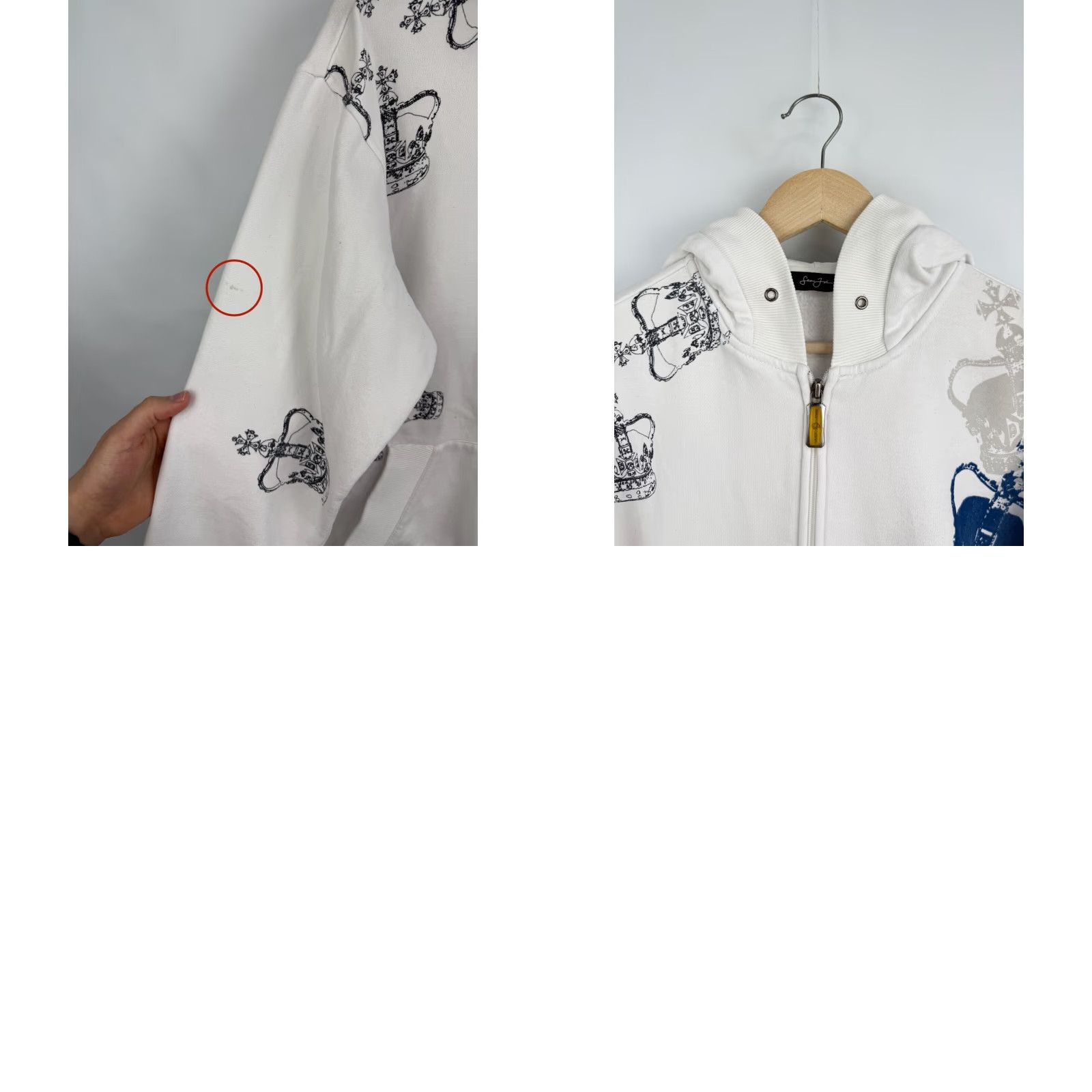 Sean John Vintage Sean John Crown Zip Hoodie Mens M White Retro Rare Y2K Crown Rap Hype Hoodie Size US M / EU 48-50 / 2 - 9 Thumbnail