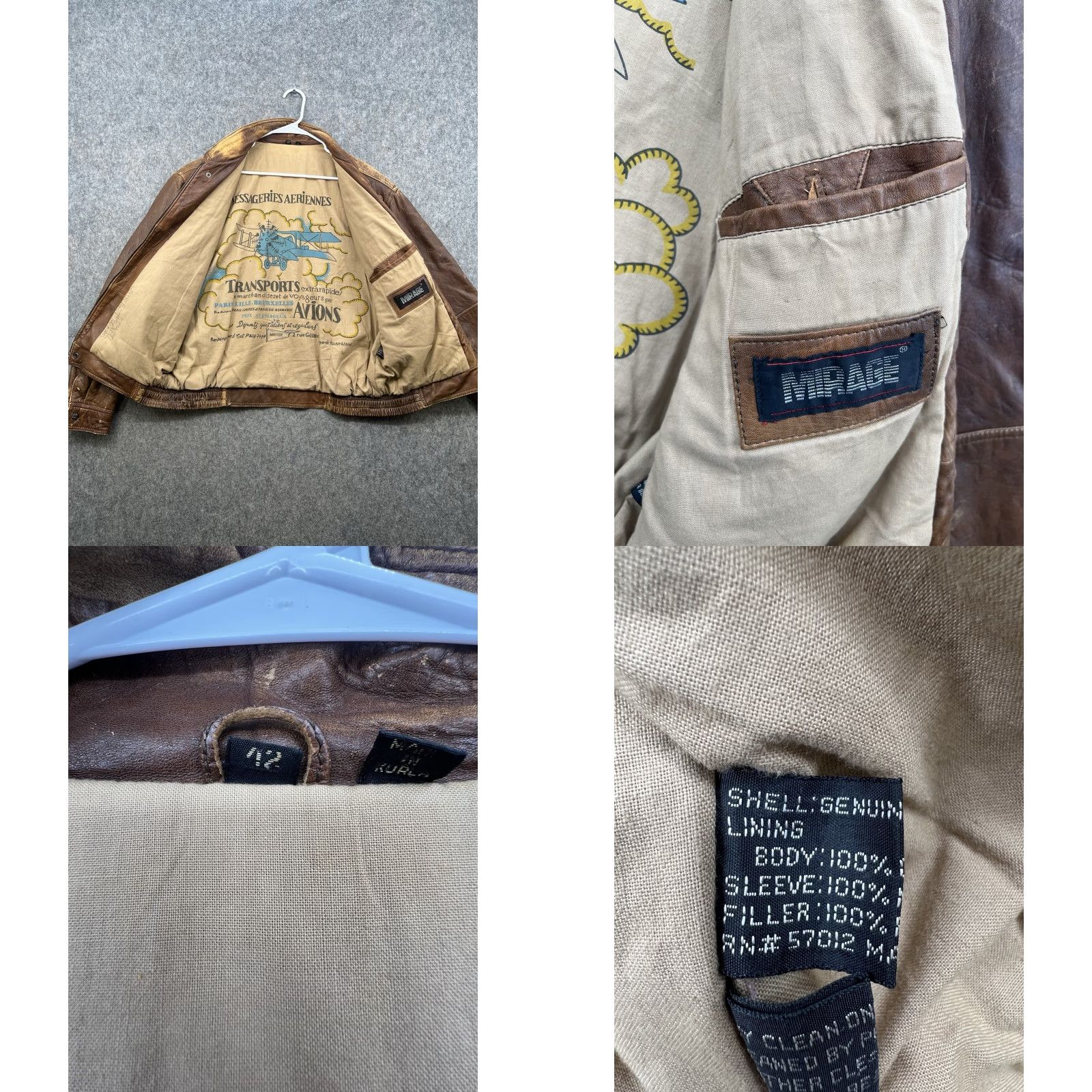 Vintage VINTAGE Mirage Bomber Jacket Mens Brown Leather Mid-Length 42 Full Zip Pockets Size US XS / EU 42 / 0 - 8 Thumbnail