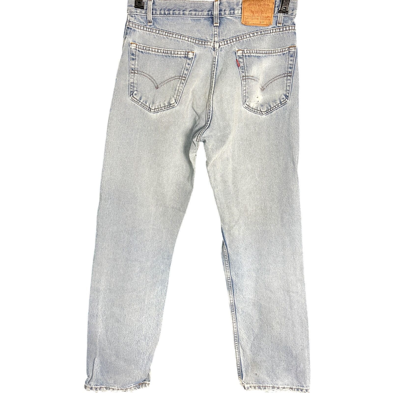 Levi's Men's Levi's 505 Regular Fit Light Distressed Jeans 34x32 Size US 34 / EU 50 - 2 Thumbnail